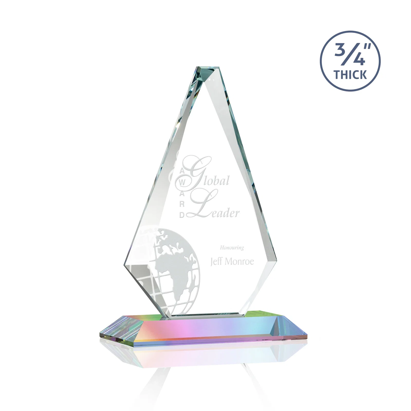 Promotional Starfire Crystal Diamond Award With Etch and VividPrint Accent, with your logo for donor appreciation