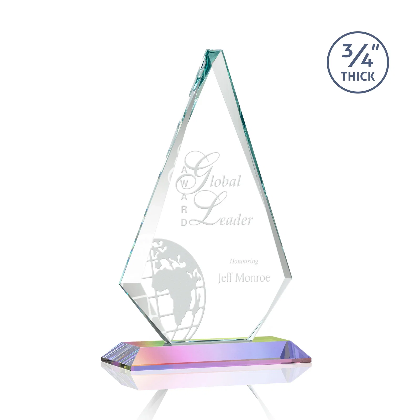 Promotional Starfire Crystal Diamond Award With Etch and VividPrint Accent, with your logo for graduation ceremonies