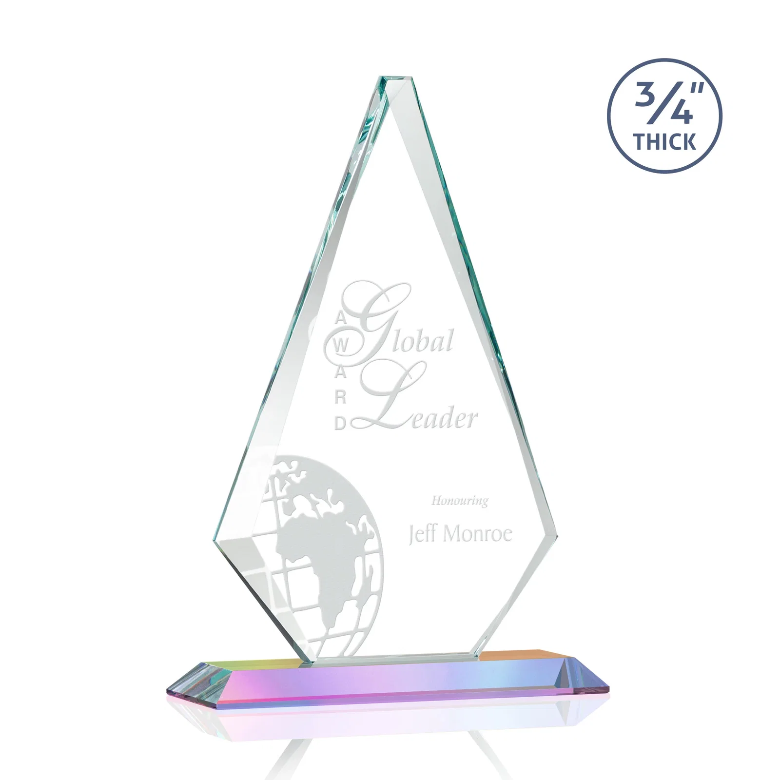 Promotional Starfire Crystal Diamond Award With Etch and VividPrint Accent, with your logo for safety achievement programs