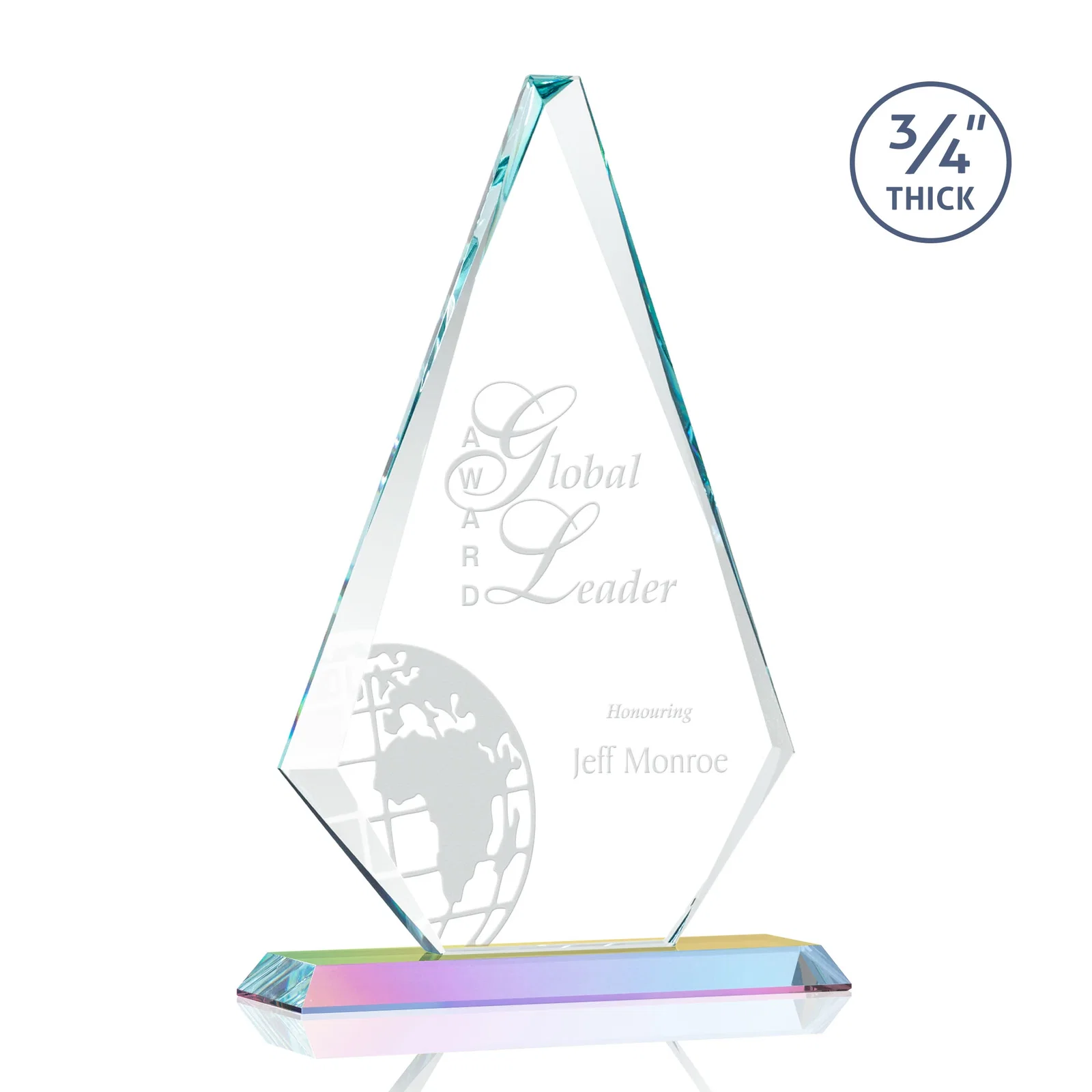 Promotional Starfire Crystal Diamond Award With Etch and VividPrint Accent, with your logo for volunteer appreciation