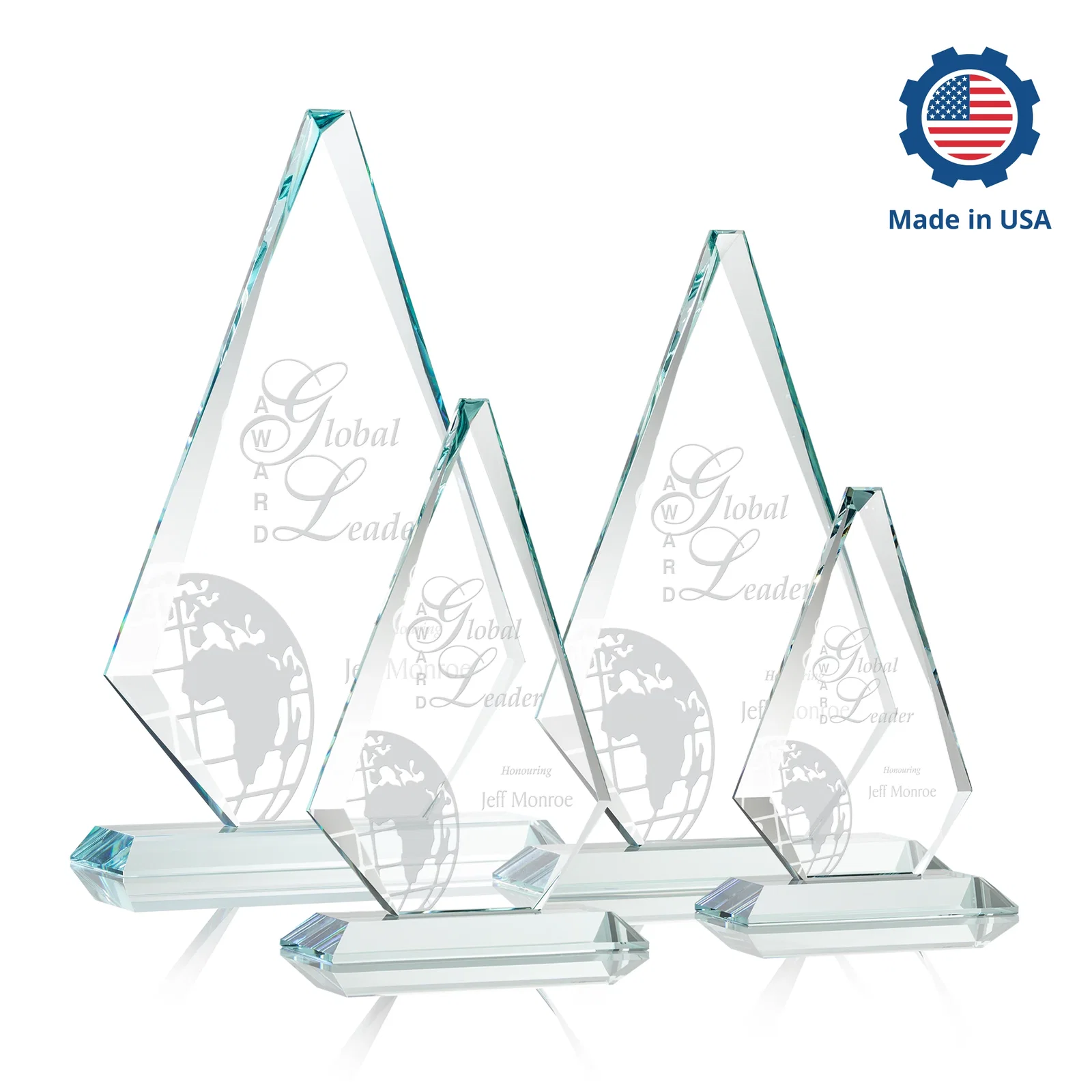 Branded Starfire Crystal Diamond Award With Etch and VividPrint Accent, with your logo for safety achievement programs