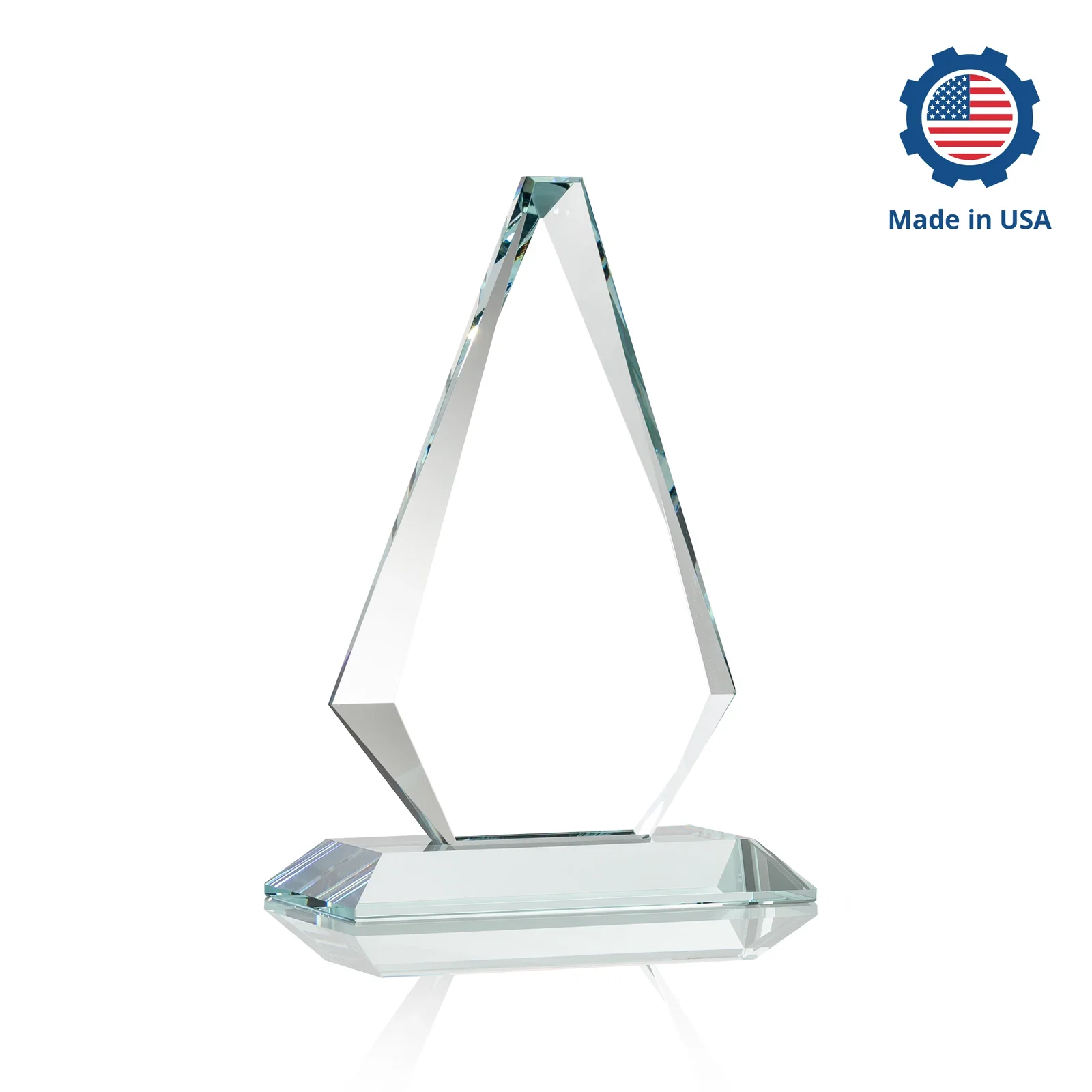 Custom printed Starfire Crystal Diamond Award With Etch and VividPrint Accent, with your logo for corporate award ceremonies