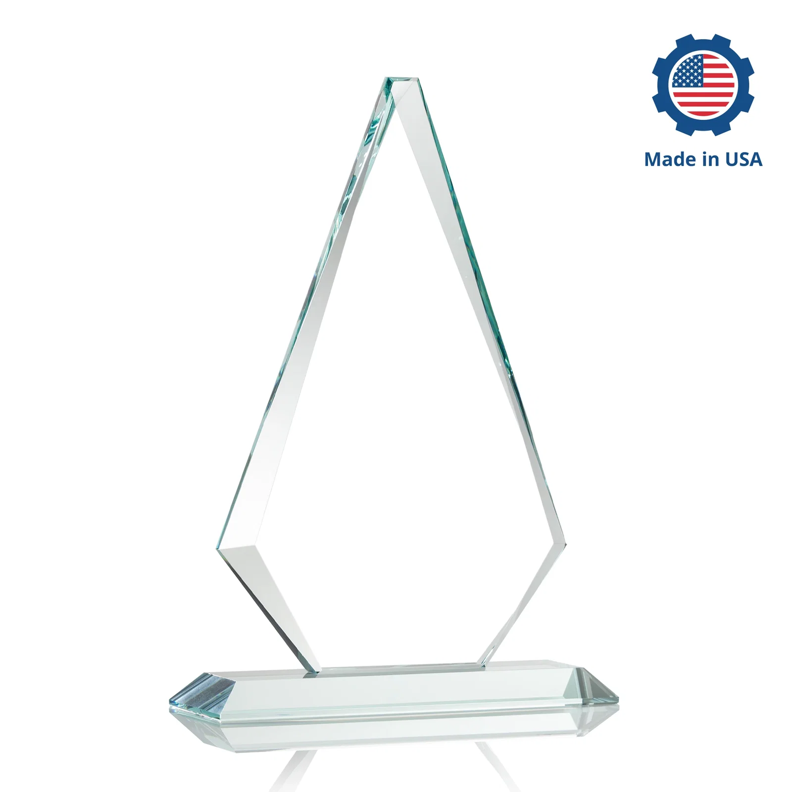 Custom printed Starfire Crystal Diamond Award With Etch and VividPrint Accent, with your logo for sales achievement awards