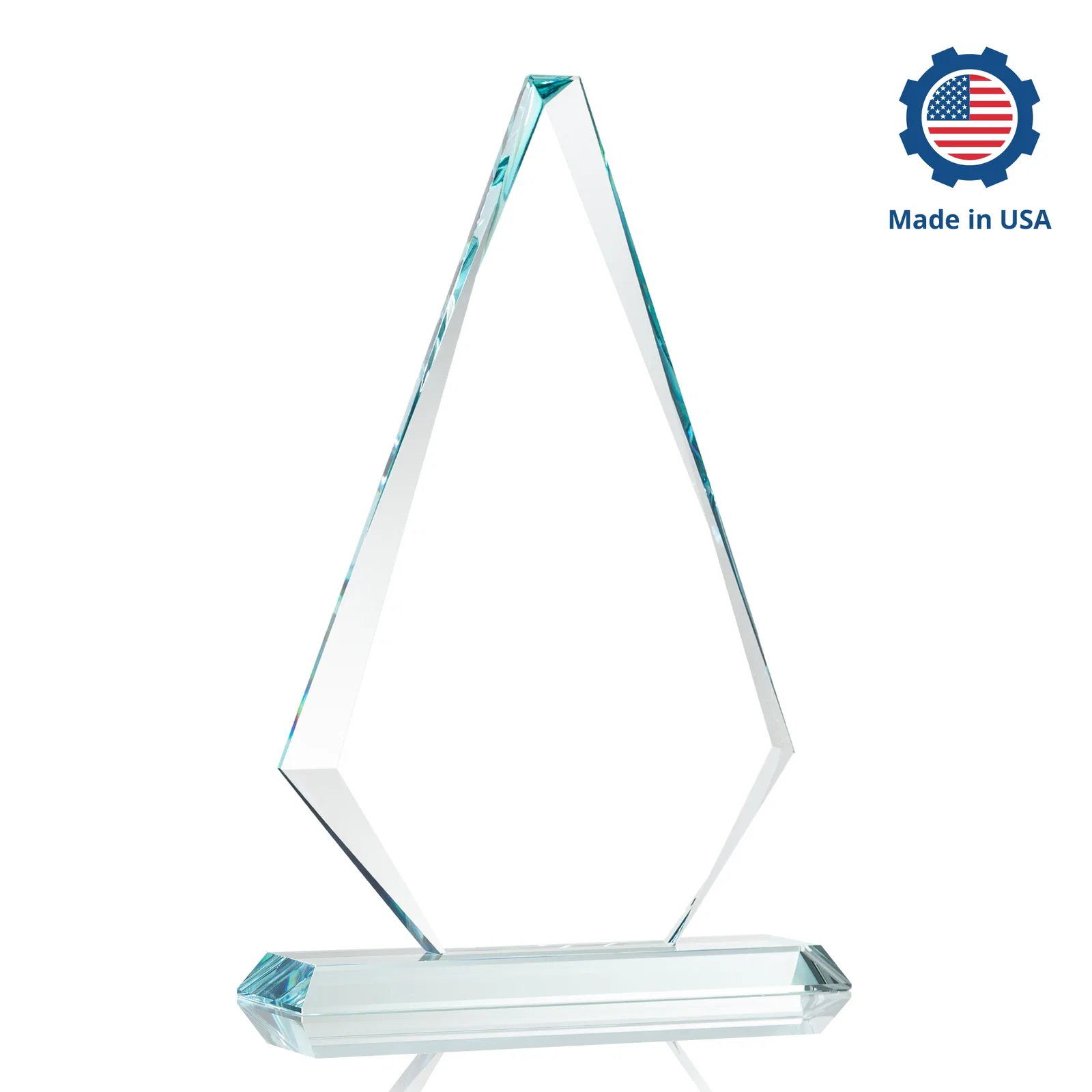 Custom printed Starfire Crystal Diamond Award With Etch and VividPrint Accent, with your logo for retirement presentations