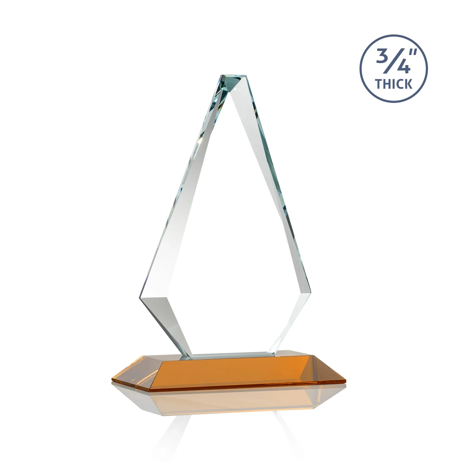 Custom printed Starfire Crystal Diamond Award With Etch and VividPrint Accent, with your logo for volunteer appreciation