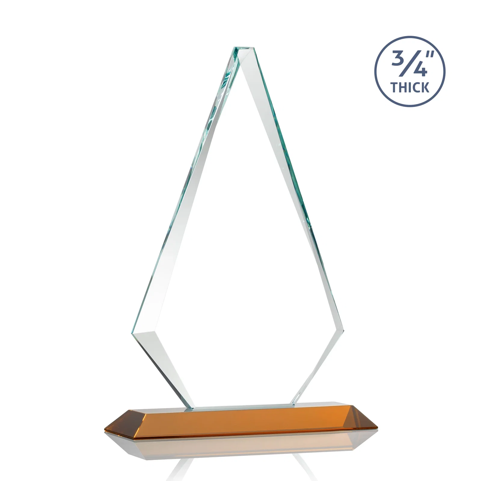 Custom printed Starfire Crystal Diamond Award With Etch and VividPrint Accent, with your logo for company anniversary events