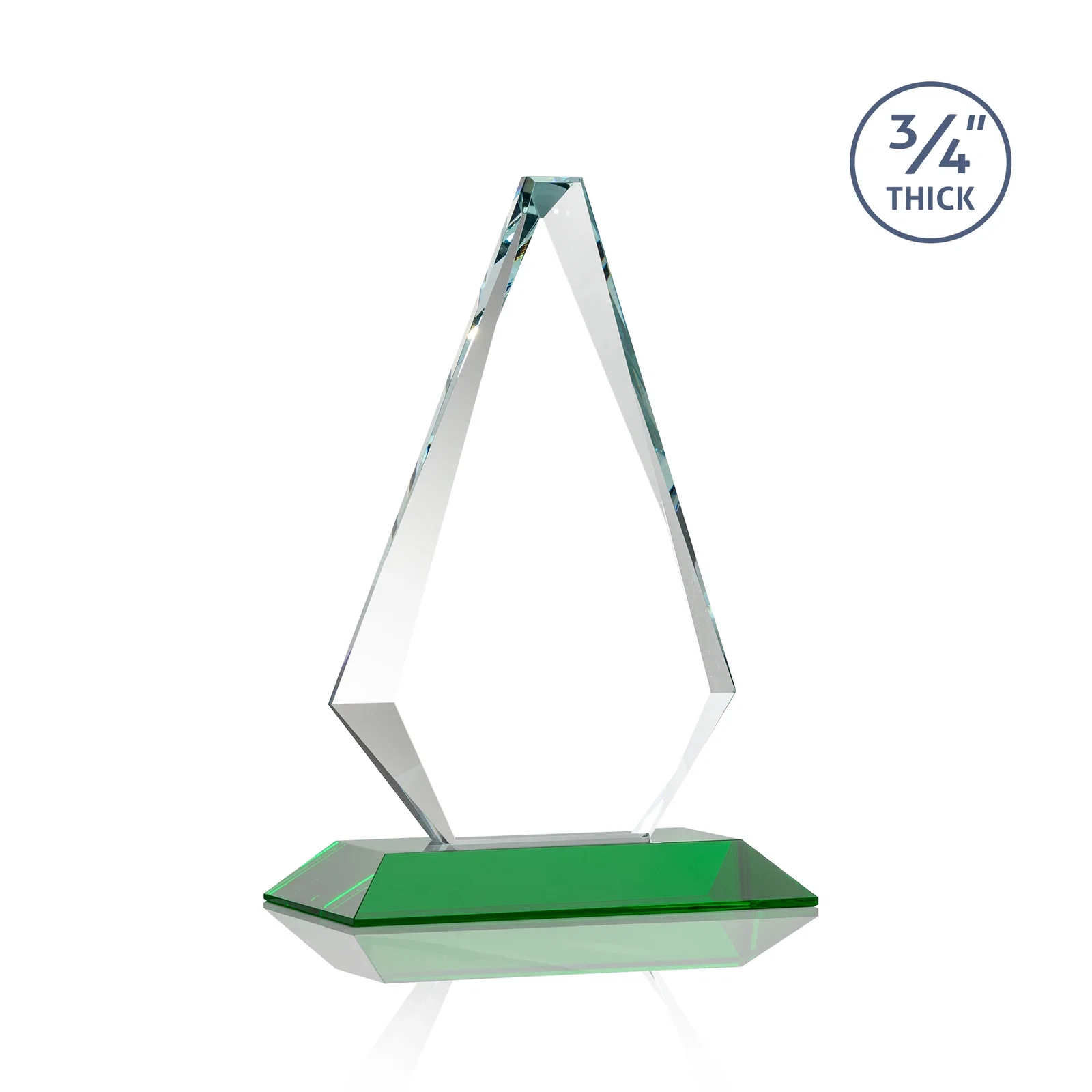 Customized Starfire Crystal Diamond Award With Etch and VividPrint Accent, with your logo for corporate award ceremonies