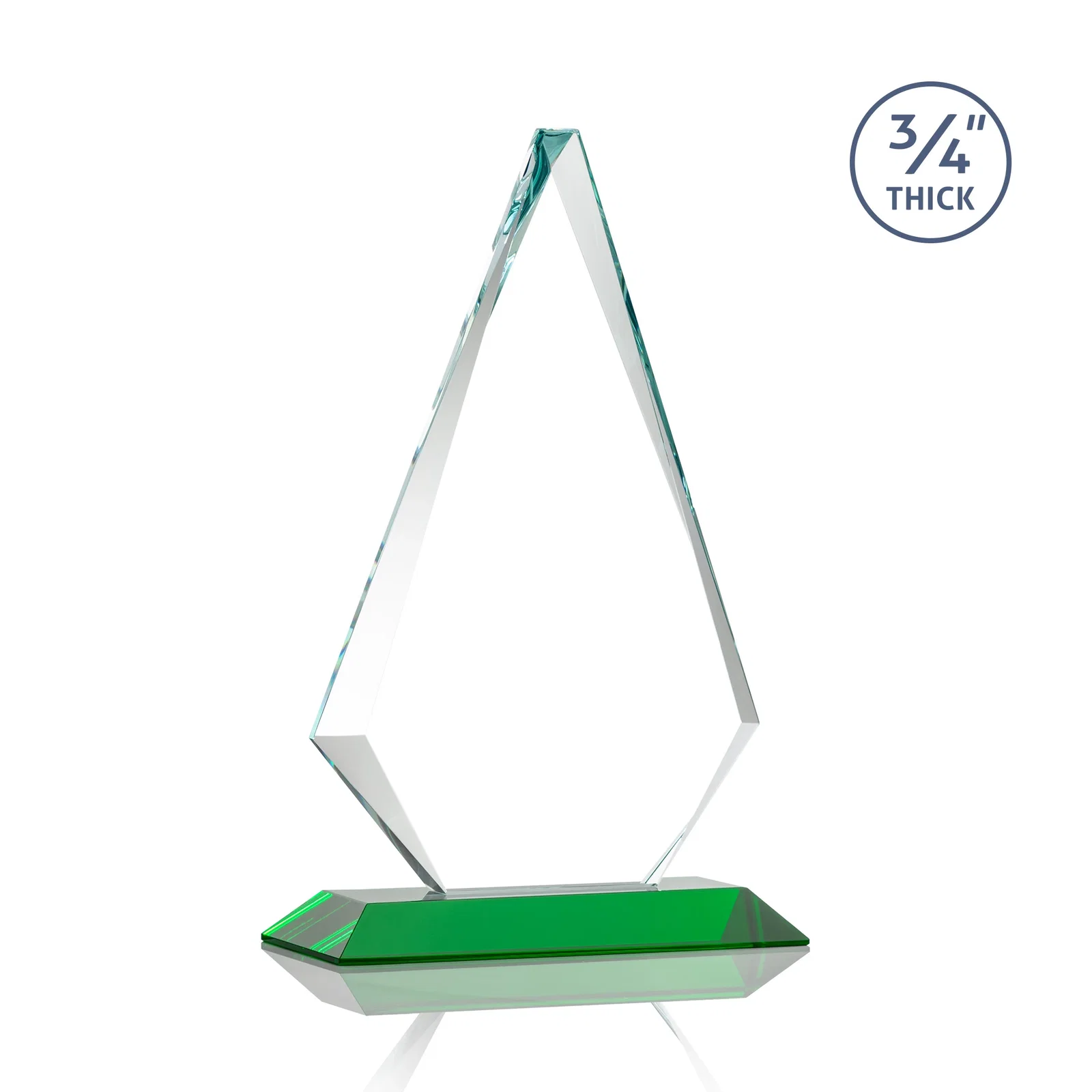 Customized Starfire Crystal Diamond Award With Etch and VividPrint Accent, with your logo for service anniversary gifts