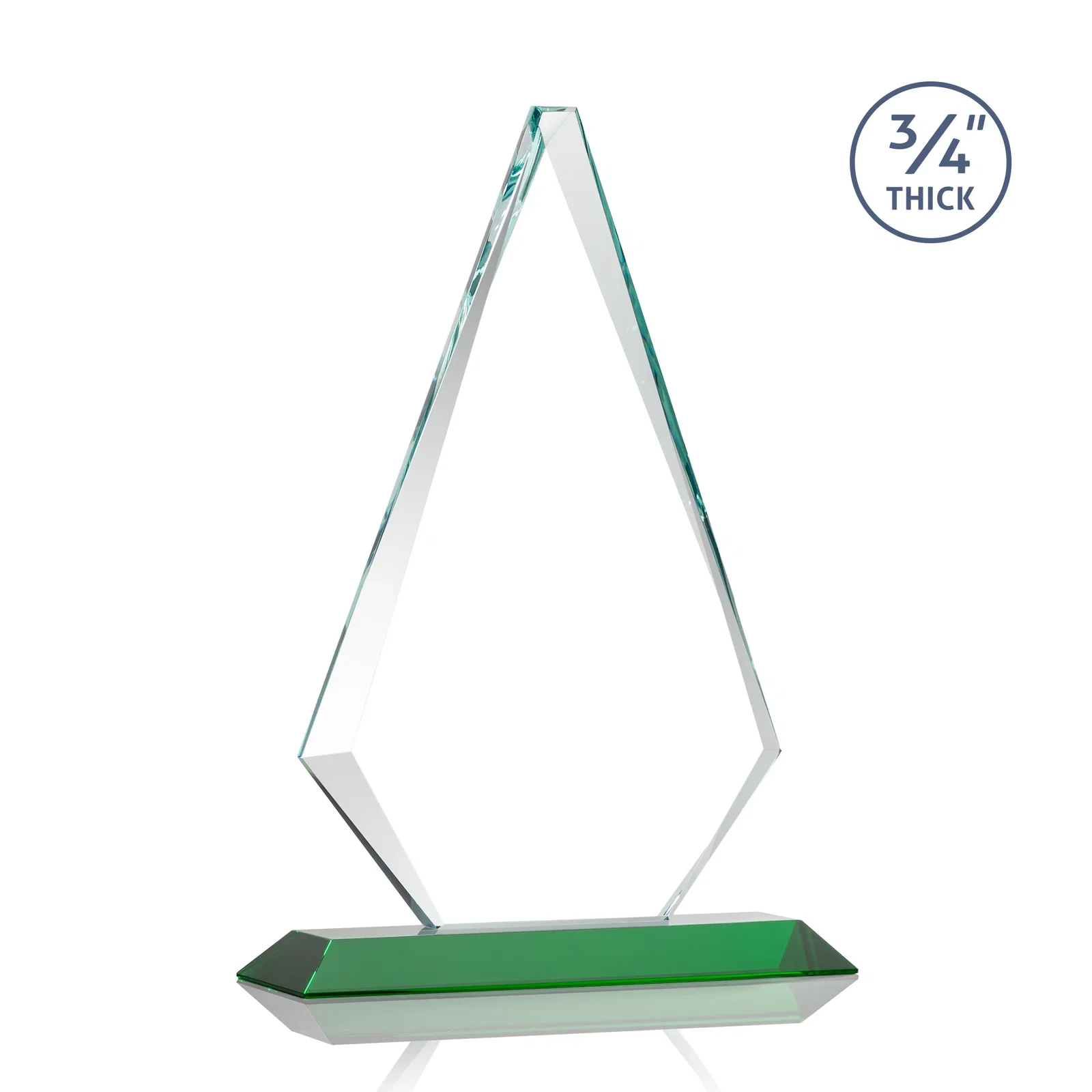 Customized Starfire Crystal Diamond Award With Etch and VividPrint Accent, with your logo for sales achievement awards