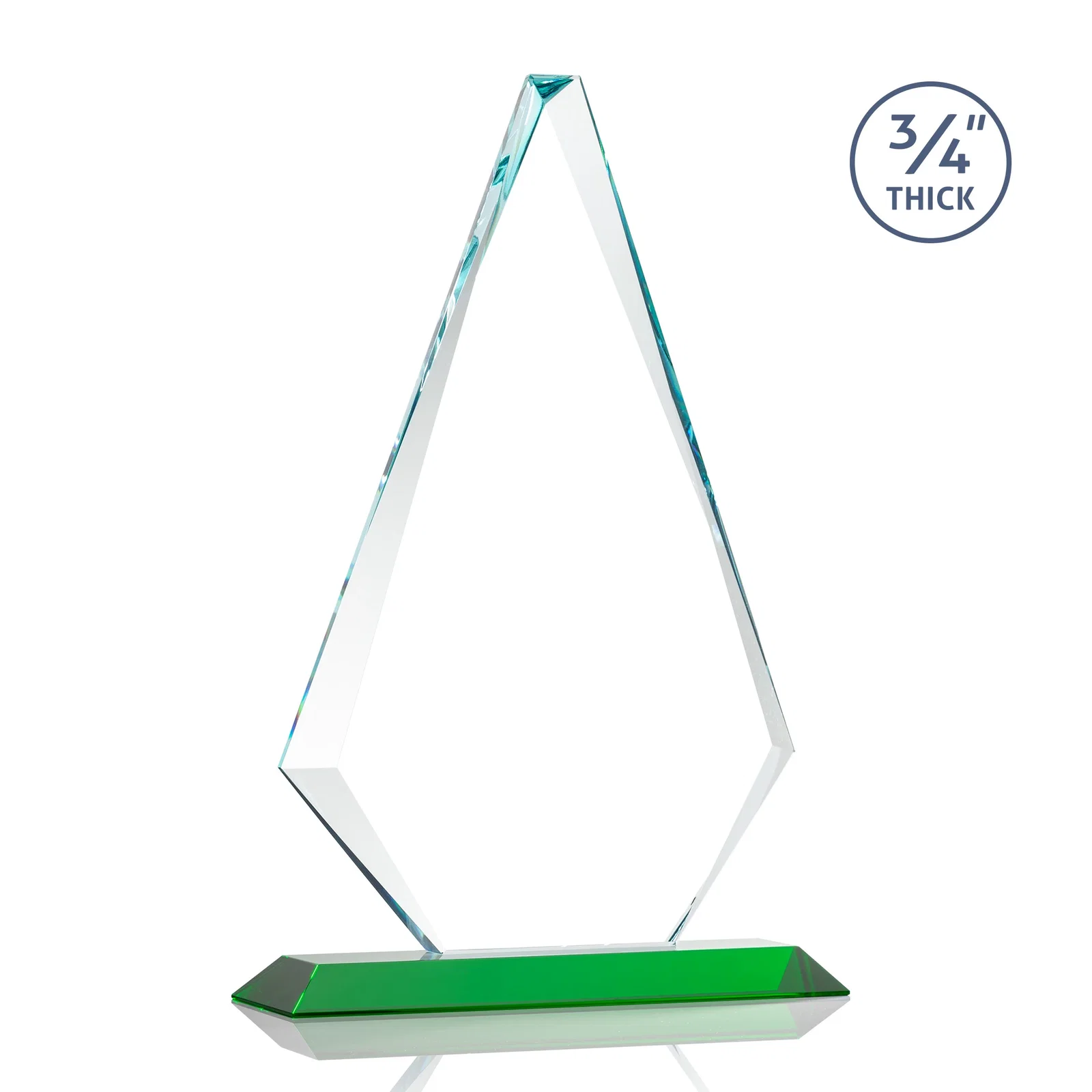 Customized Starfire Crystal Diamond Award With Etch and VividPrint Accent, with your logo for retirement presentations