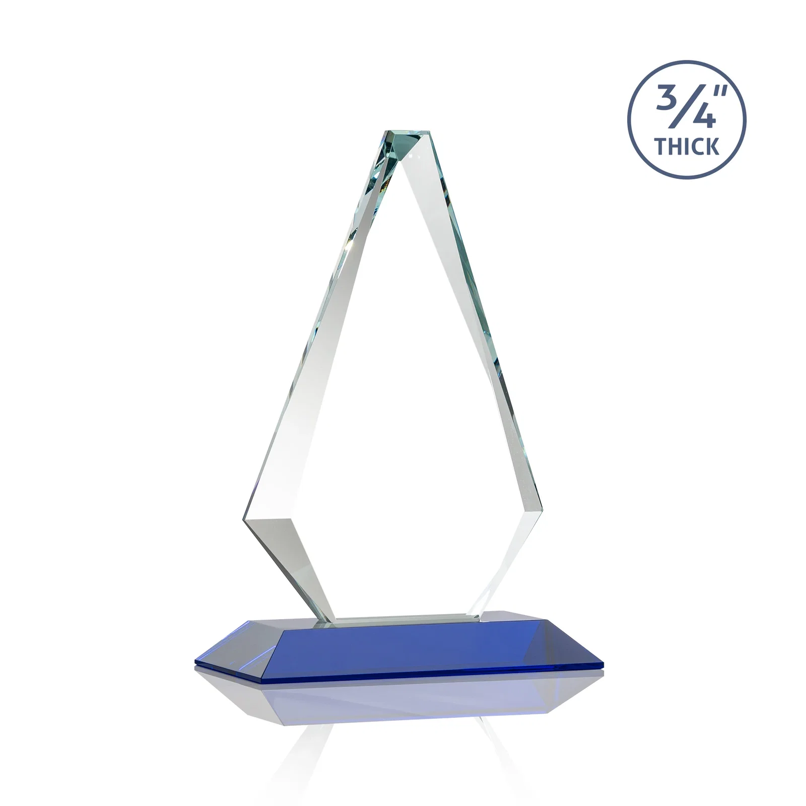 Customized Starfire Crystal Diamond Award With Etch and VividPrint Accent, with your logo for volunteer appreciation