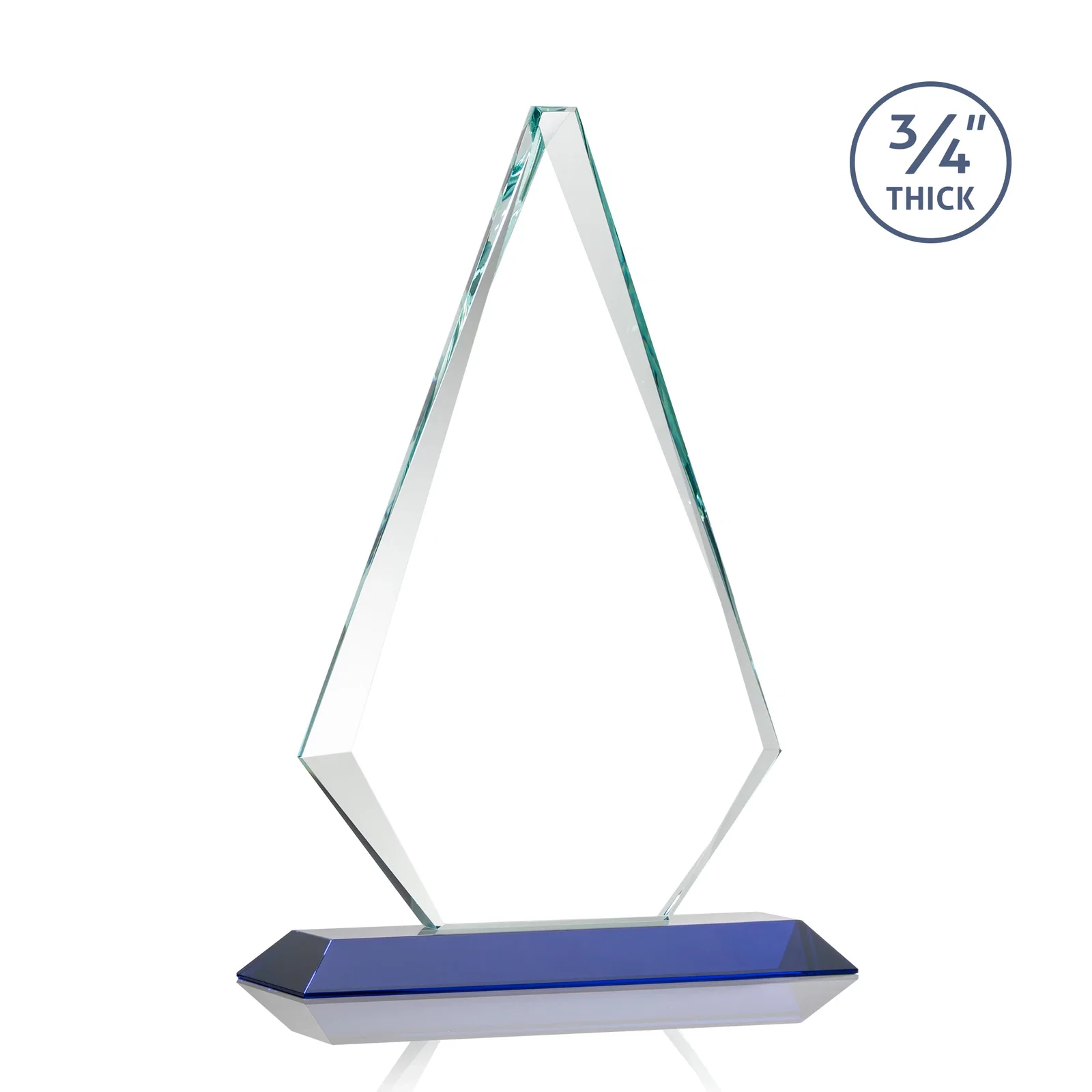 Customized Starfire Crystal Diamond Award With Etch and VividPrint Accent, with your logo for company anniversary events