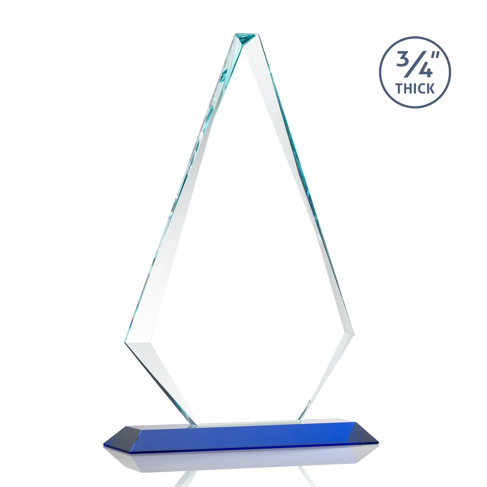 Custom engraved Starfire Crystal Diamond Award With Etch and VividPrint Accent, with your logo for employee recognition
