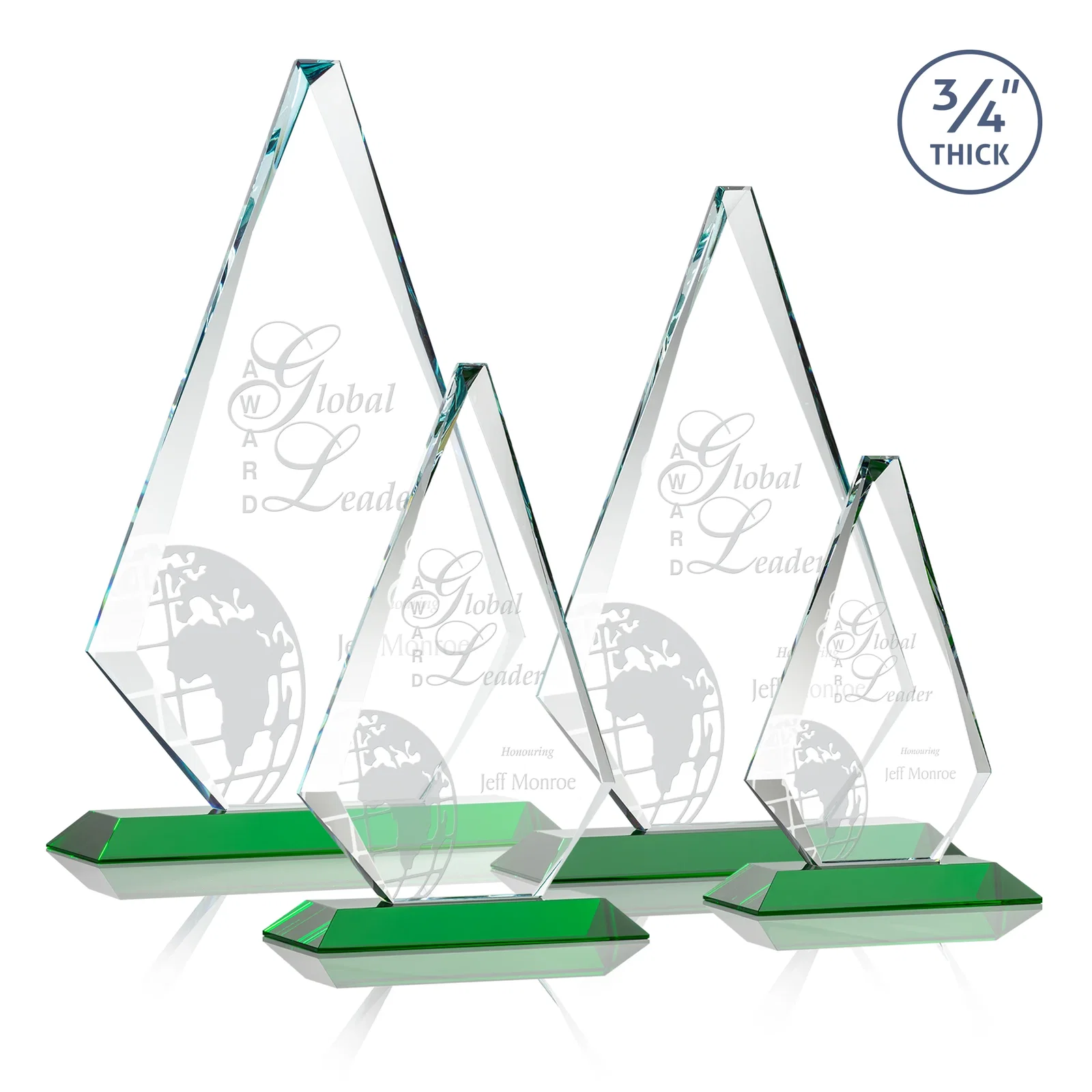 Personalized Starfire Crystal Diamond Award With Etch and VividPrint Accent for corporate award ceremonies