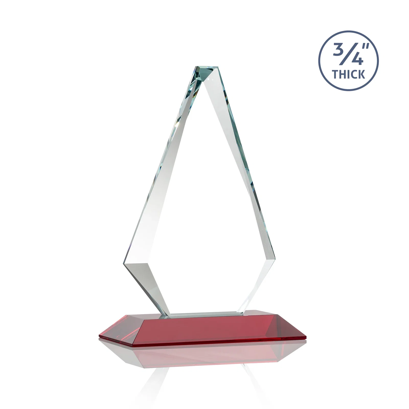 Custom engraved Starfire Crystal Diamond Award With Etch and VividPrint Accent, with your logo for corporate award ceremonies