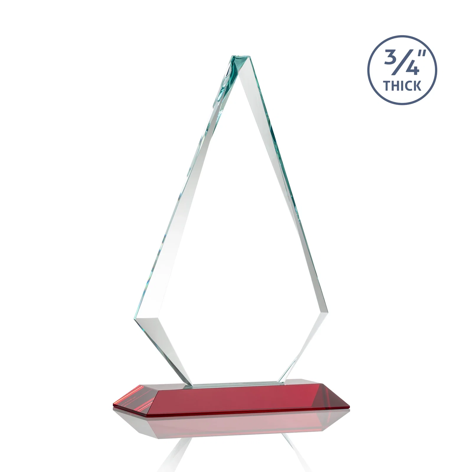 Custom engraved Starfire Crystal Diamond Award With Etch and VividPrint Accent, with your logo for service anniversary gifts