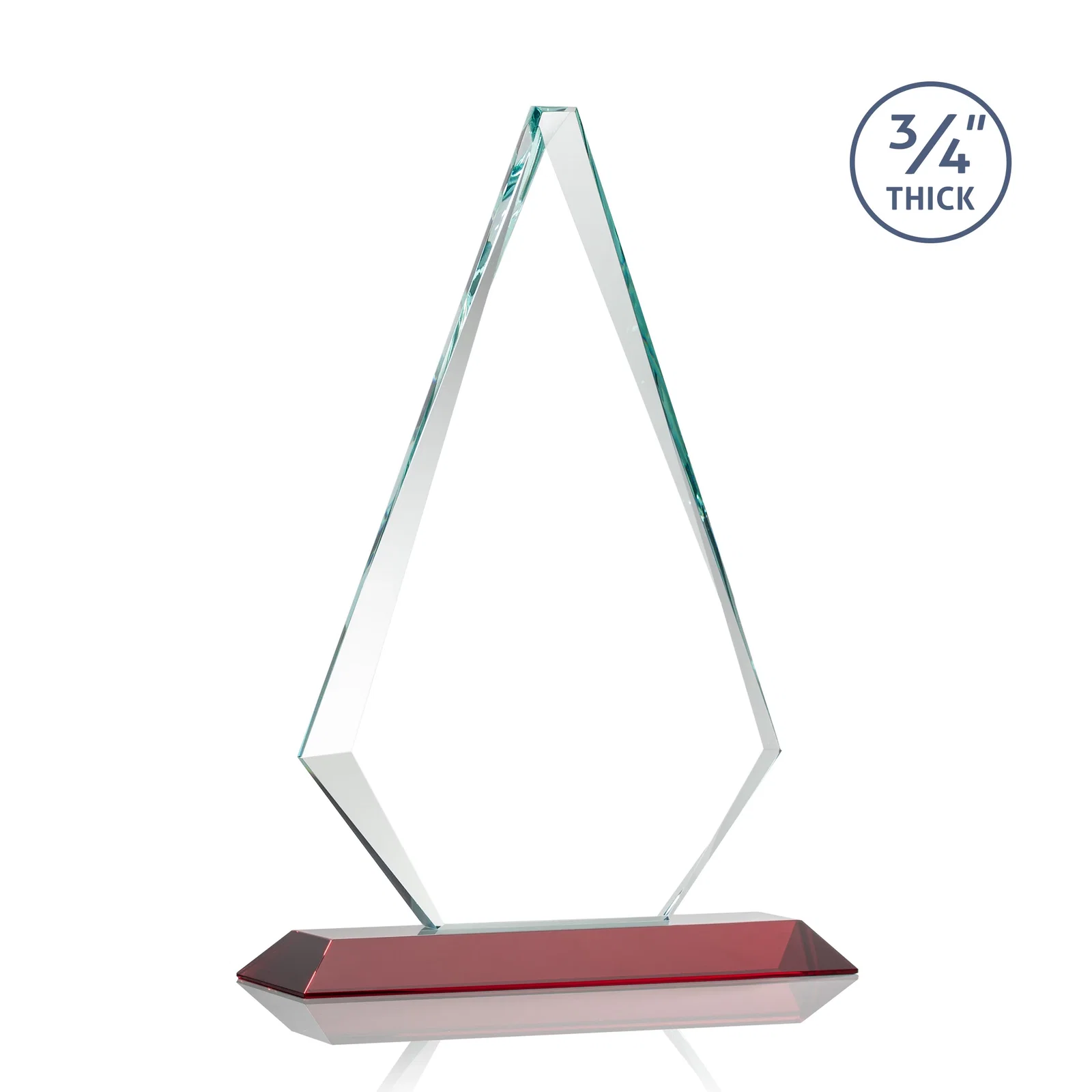 Custom engraved Starfire Crystal Diamond Award With Etch and VividPrint Accent, with your logo for sales achievement awards