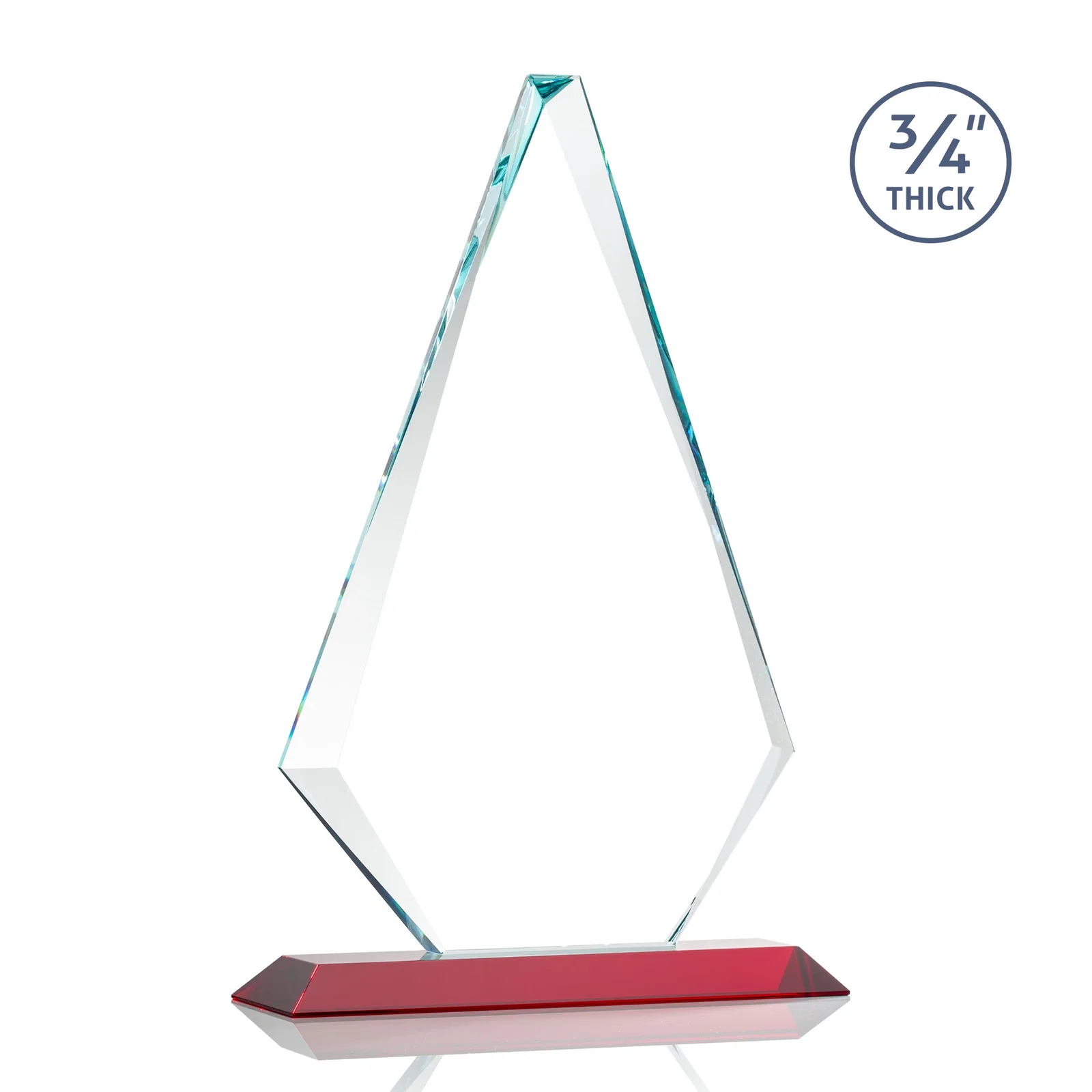 Custom engraved Starfire Crystal Diamond Award With Etch and VividPrint Accent, with your logo for retirement presentations