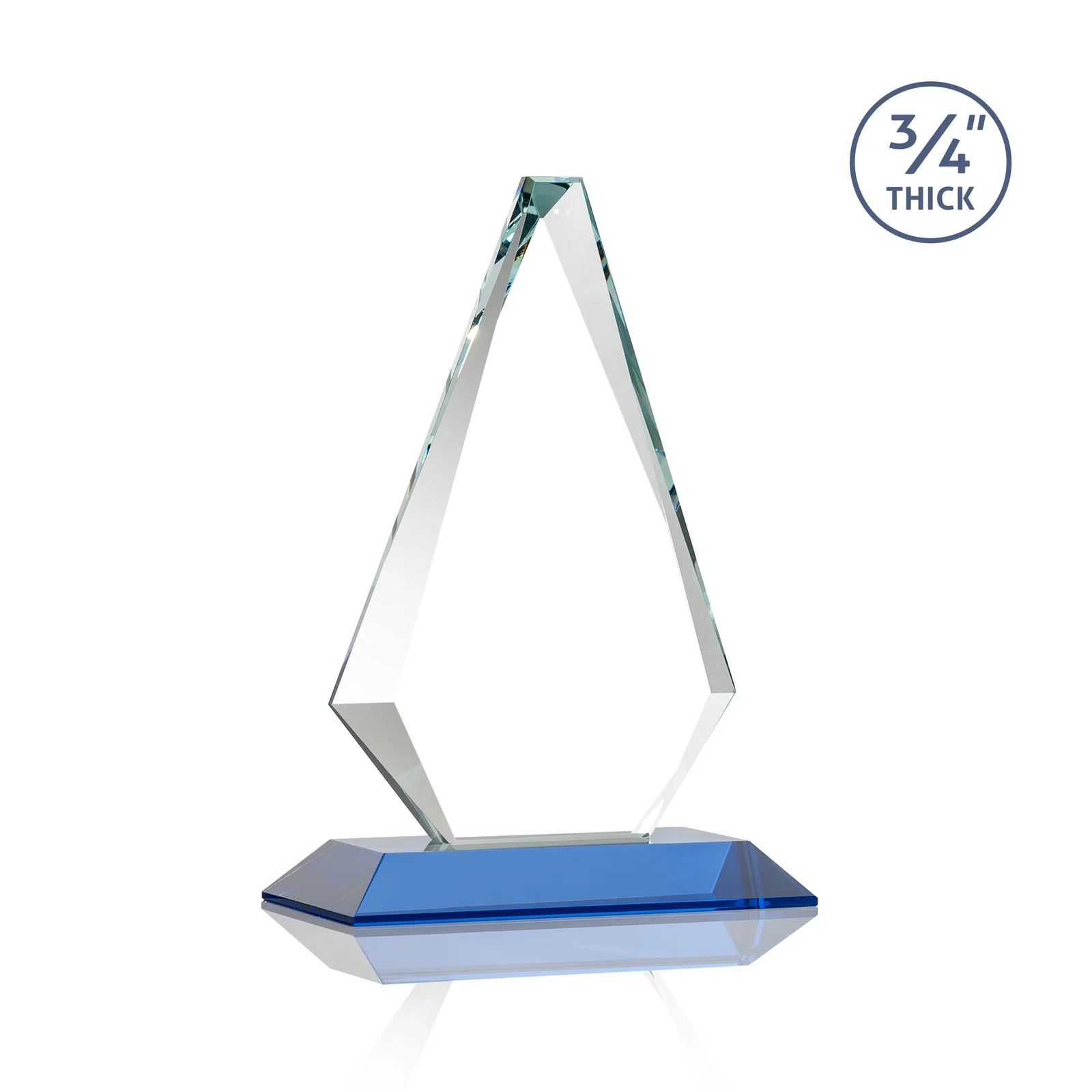 Custom engraved Starfire Crystal Diamond Award With Etch and VividPrint Accent, with your logo for team milestone celebrations