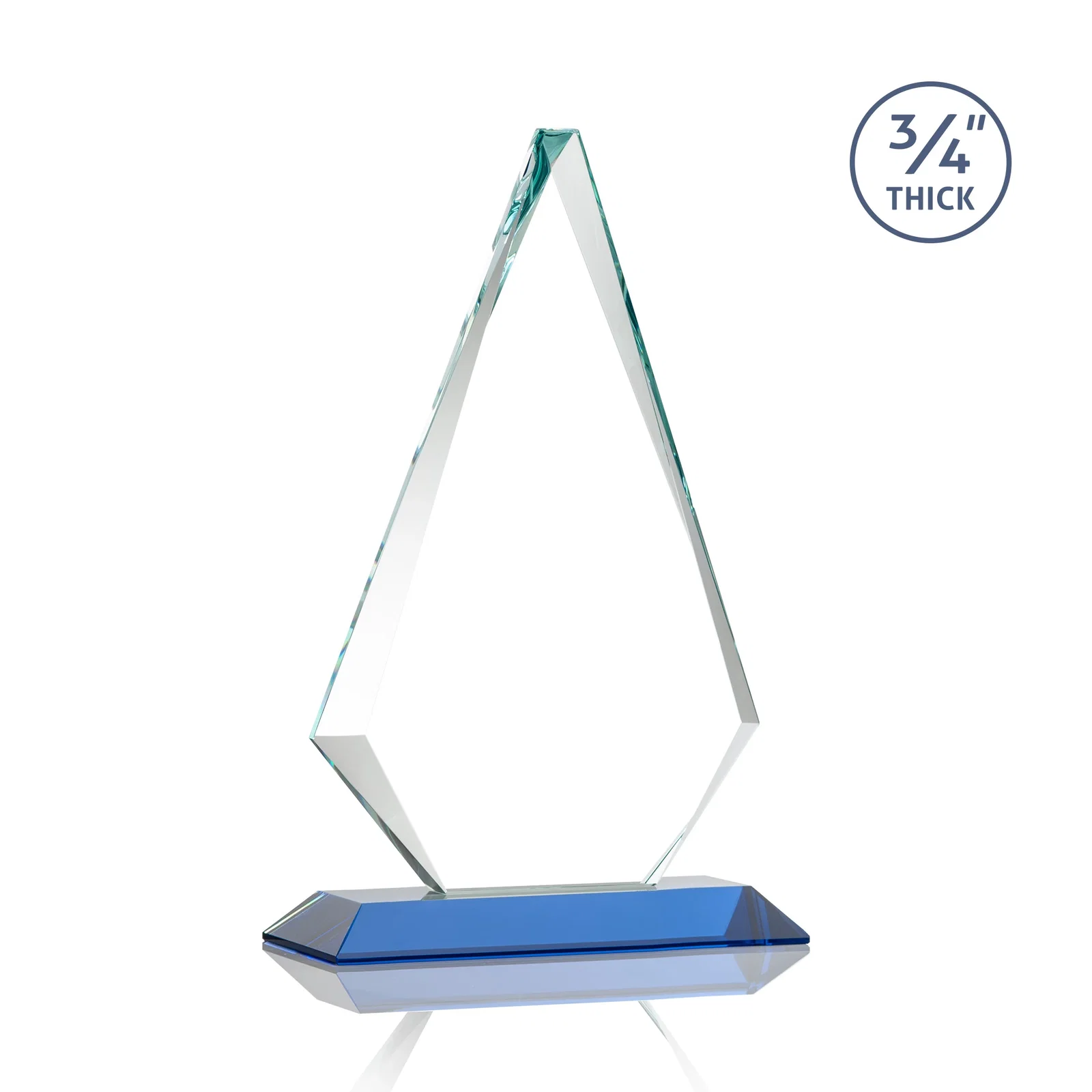 Custom engraved Starfire Crystal Diamond Award With Etch and VividPrint Accent, with your logo for donor appreciation