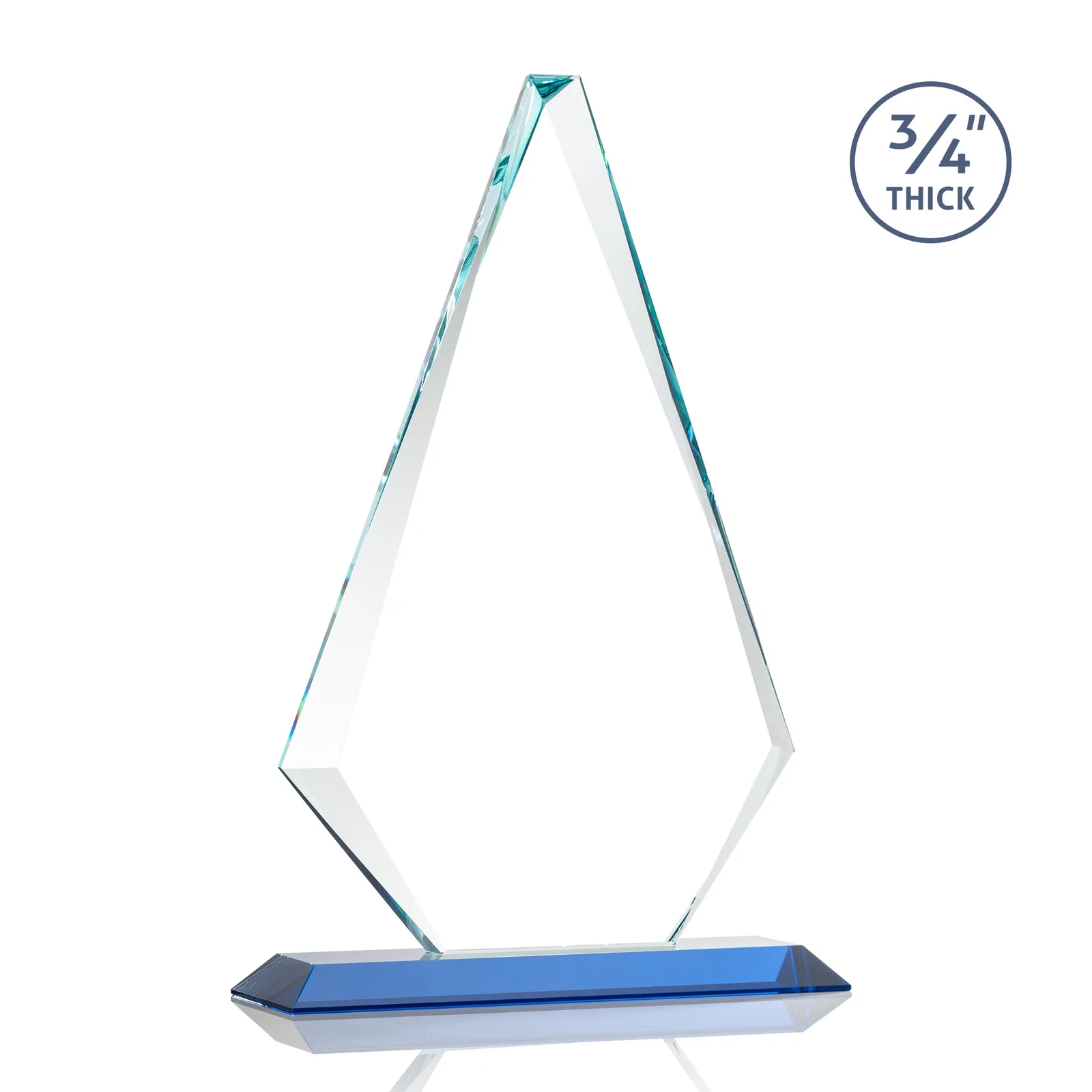 Custom engraved Starfire Crystal Diamond Award With Etch and VividPrint Accent, with your logo for safety achievement programs