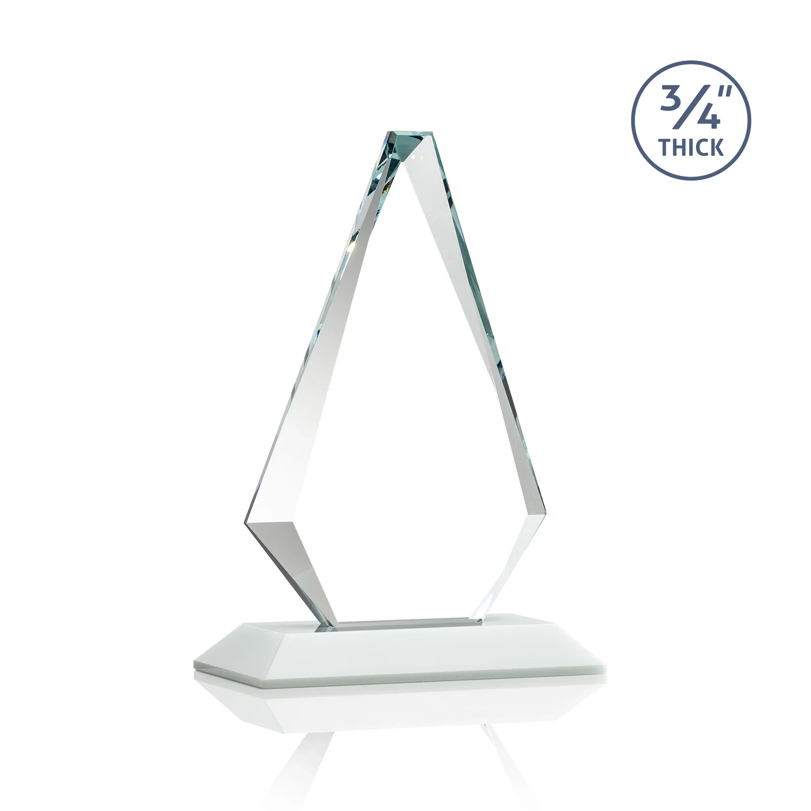 Custom engraved Starfire Crystal Diamond Award With Etch and VividPrint Accent, with your logo for volunteer appreciation