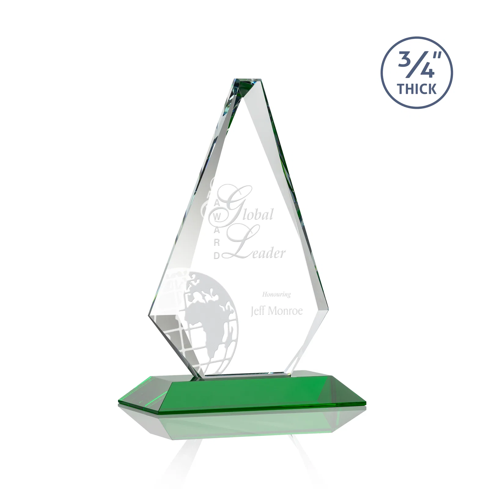 Personalized Starfire Crystal Diamond Award With Etch and VividPrint Accent for service anniversary gifts