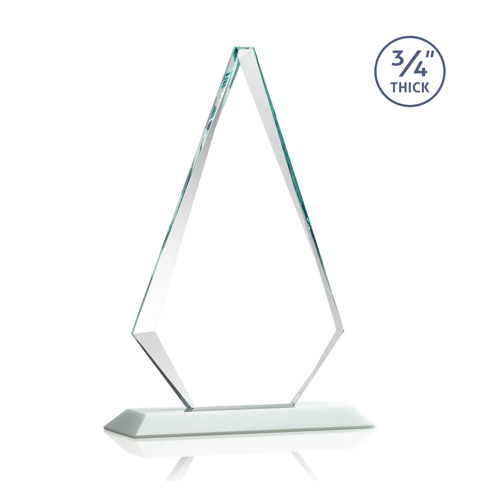 Custom engraved Starfire Crystal Diamond Award With Etch and VividPrint Accent, with your logo for company anniversary events