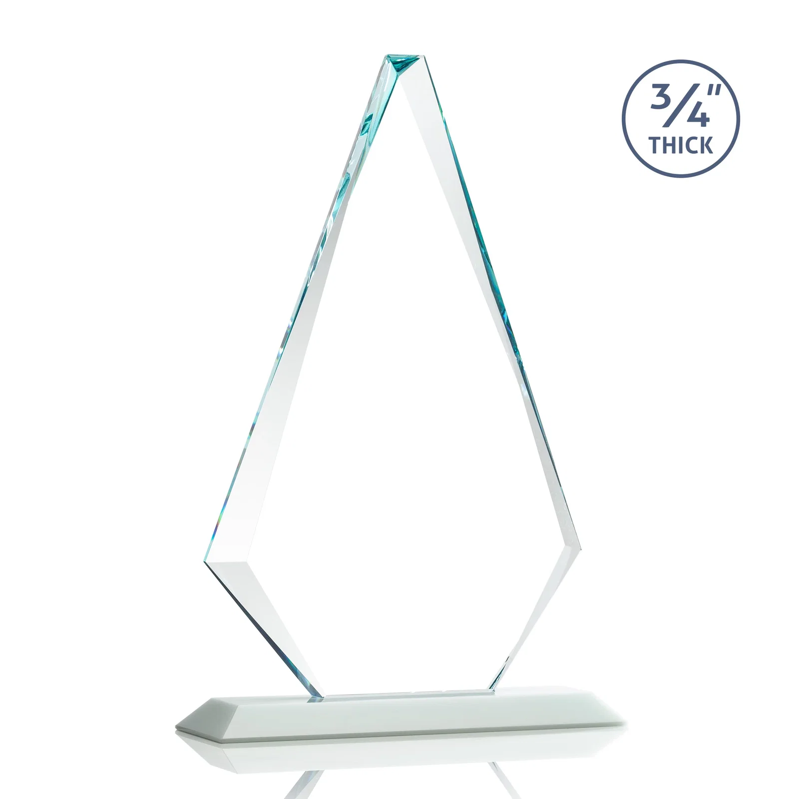 Custom Starfire Crystal Diamond Award With Etch and VividPrint Accent, with your company name for employee recognition