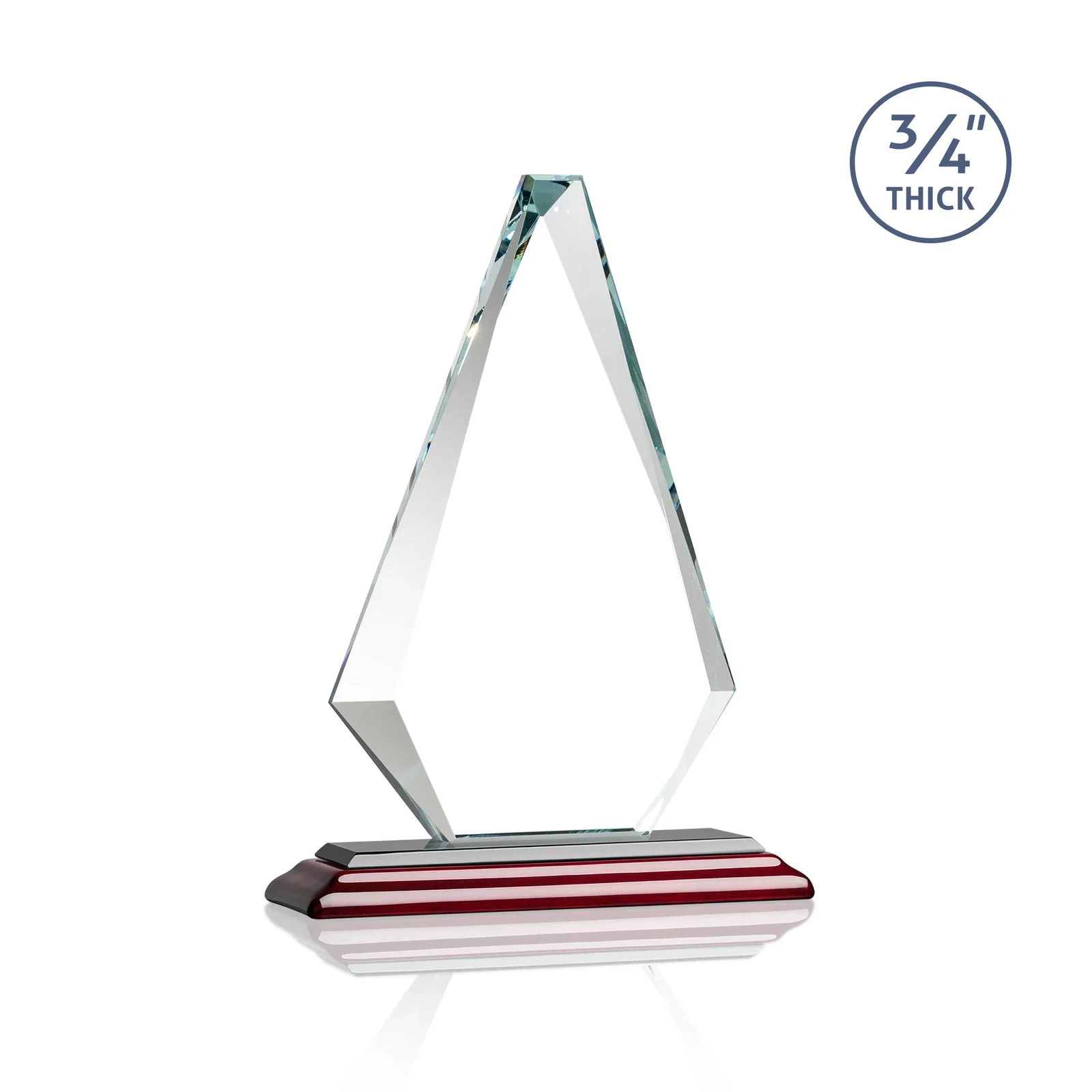 Custom Starfire Crystal Diamond Award With Etch and VividPrint Accent, with your company name for corporate award ceremonies