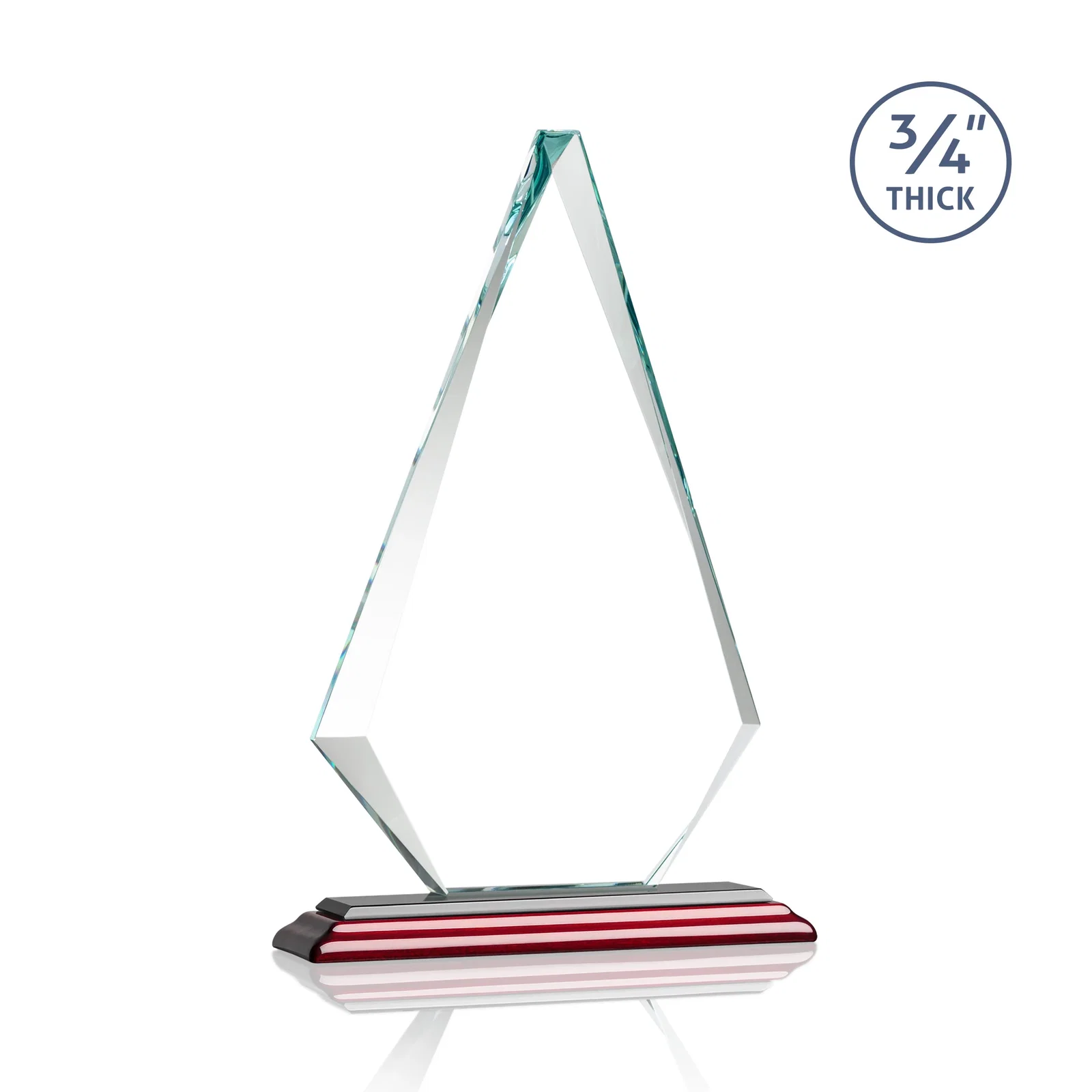 Custom Starfire Crystal Diamond Award With Etch and VividPrint Accent, with your company name for service anniversary gifts