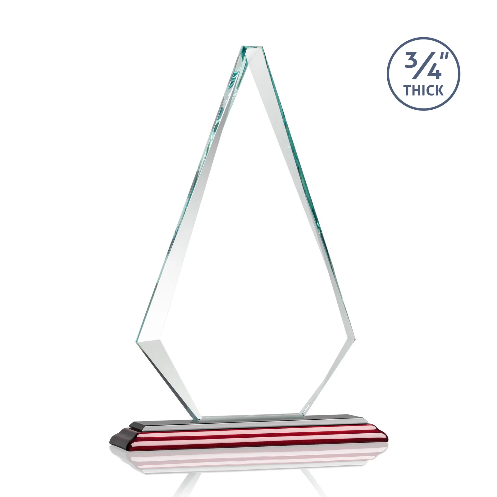 Custom Starfire Crystal Diamond Award With Etch and VividPrint Accent, with your company name for sales achievement awards
