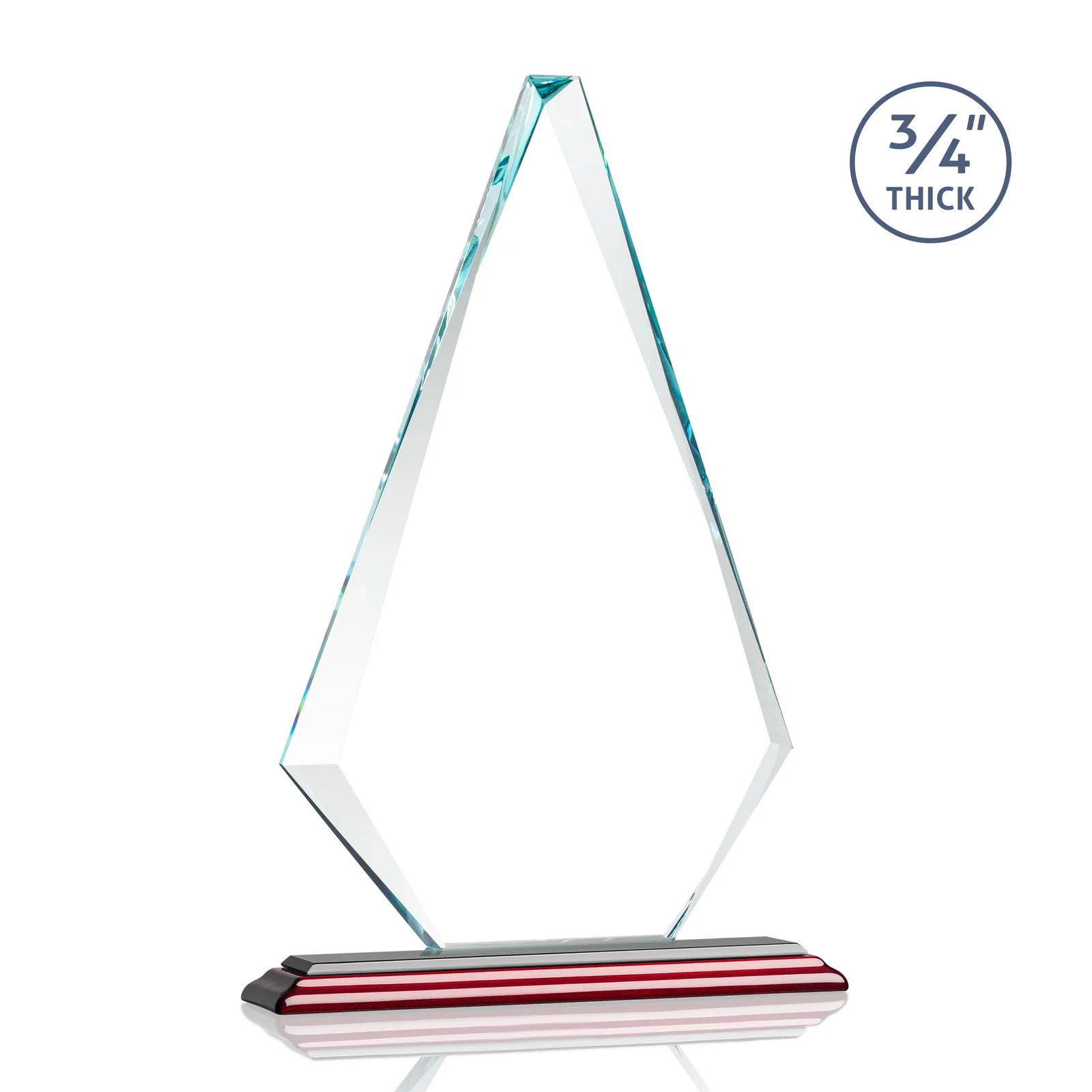 Custom Starfire Crystal Diamond Award With Etch and VividPrint Accent, with your company name for retirement presentations