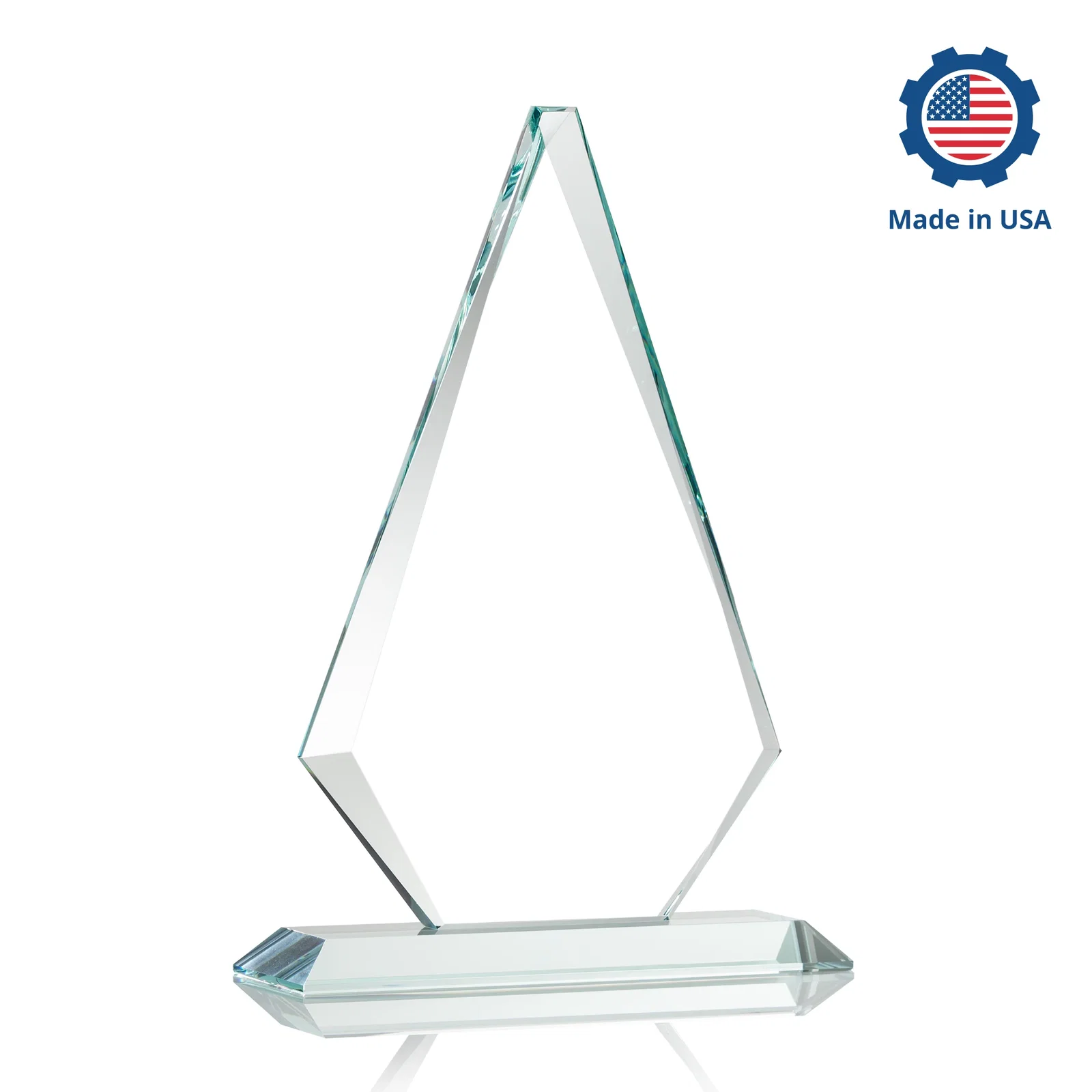 Custom Starfire Crystal Diamond Award With Etch and VividPrint Accent, with your company name for graduation ceremonies