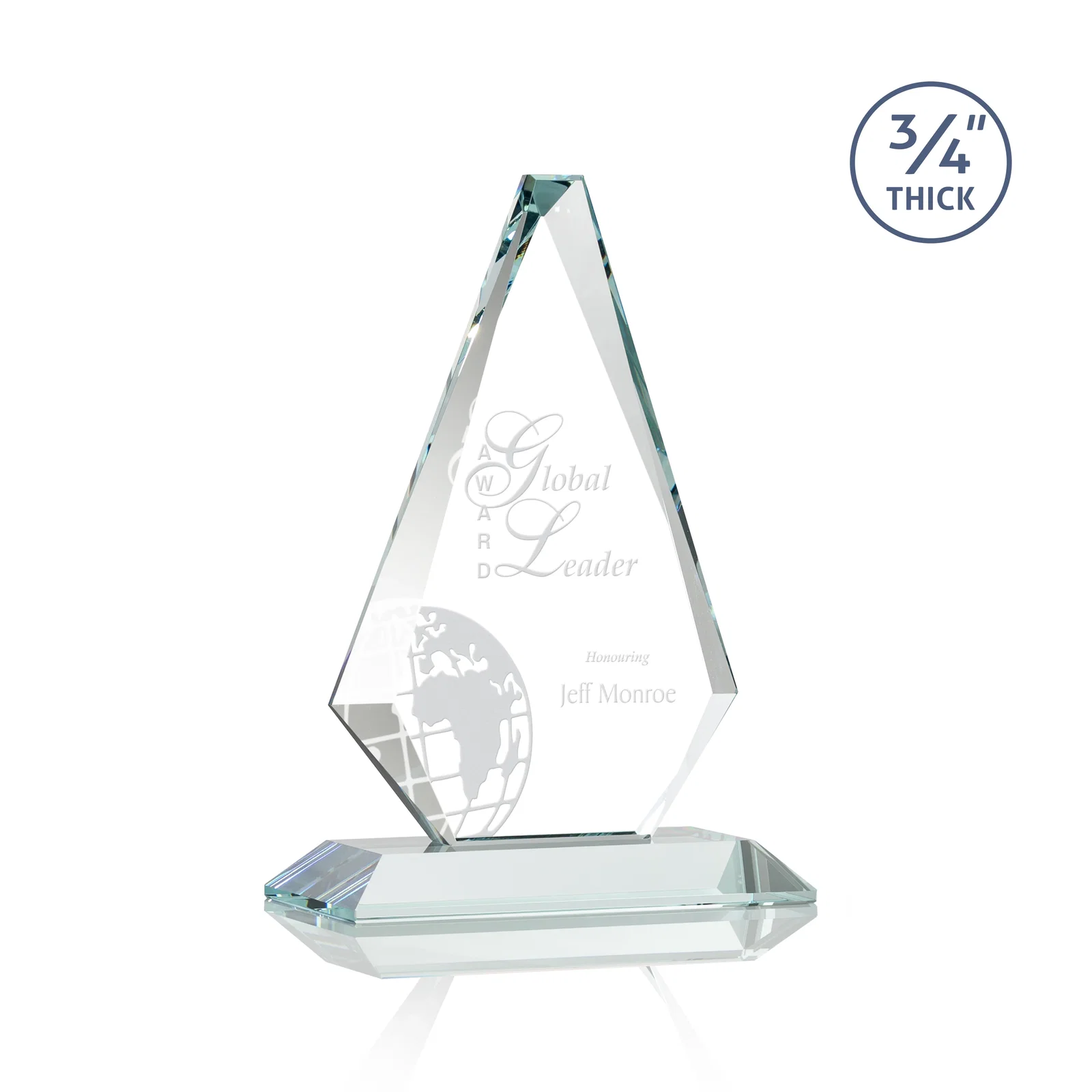 Custom Starfire Crystal Diamond Award With Etch and VividPrint Accent for corporate award ceremonies