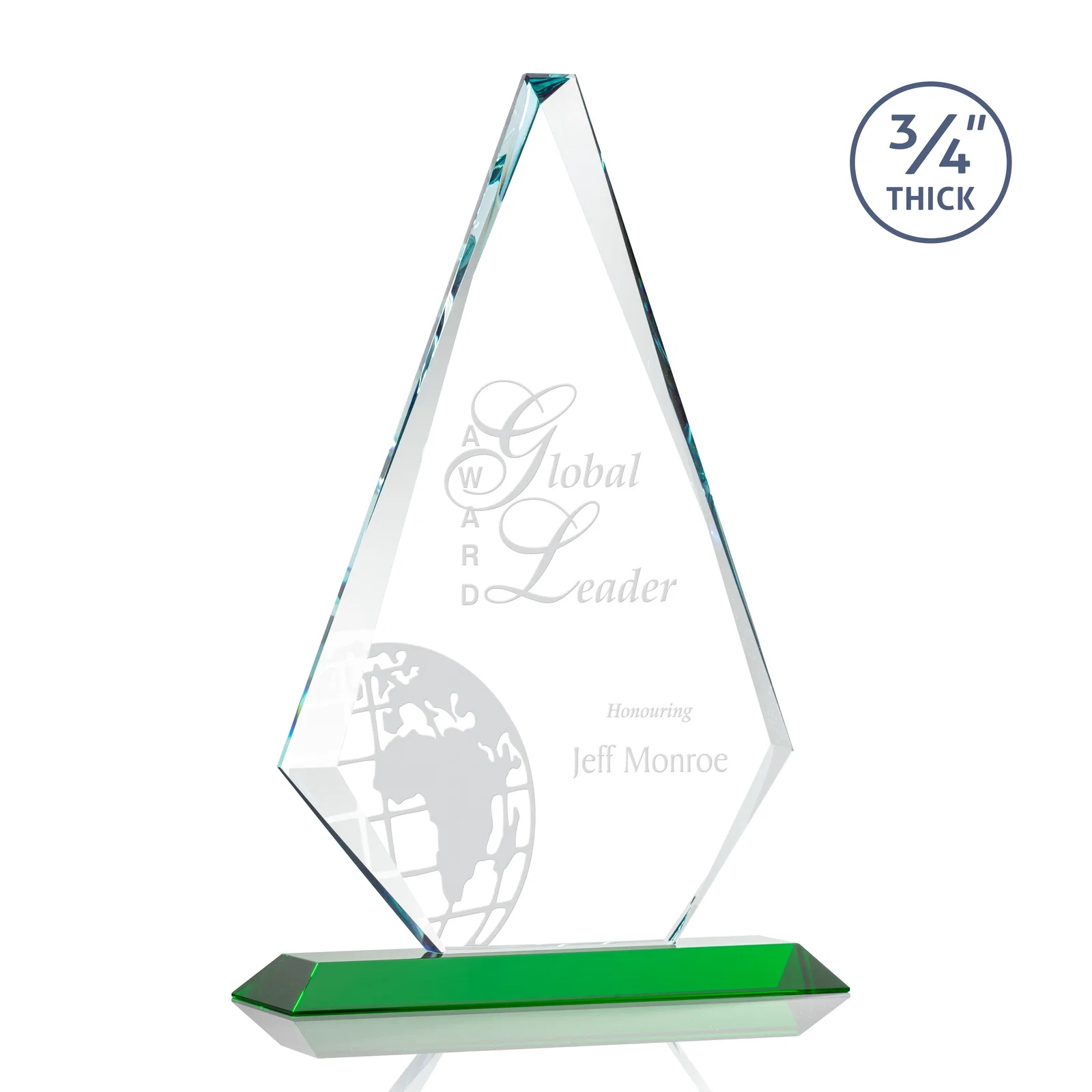 Personalized Starfire Crystal Diamond Award With Etch and VividPrint Accent for team milestone celebrations
