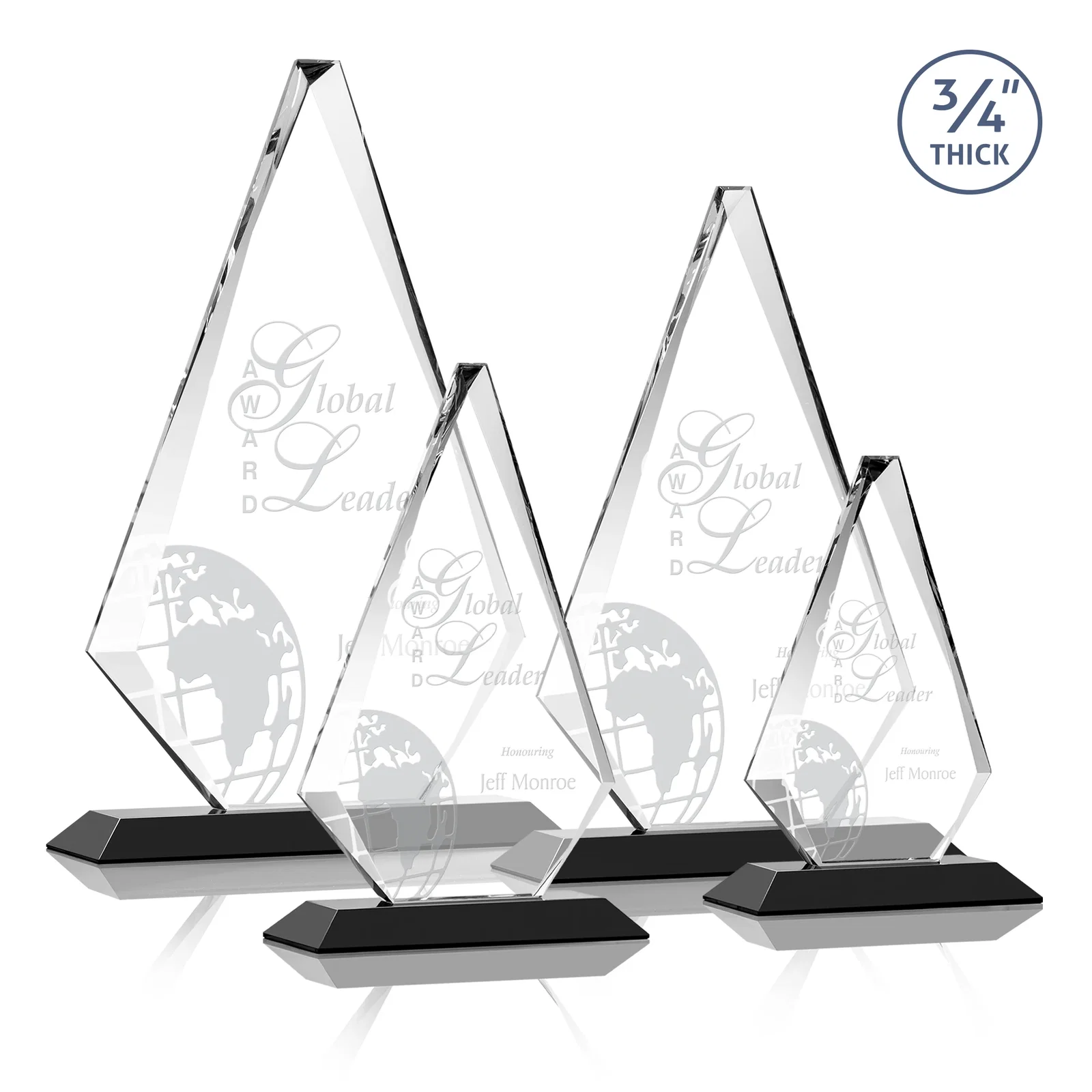 Personalized Starfire Crystal Diamond Award With Etch and VividPrint Accent for donor appreciation