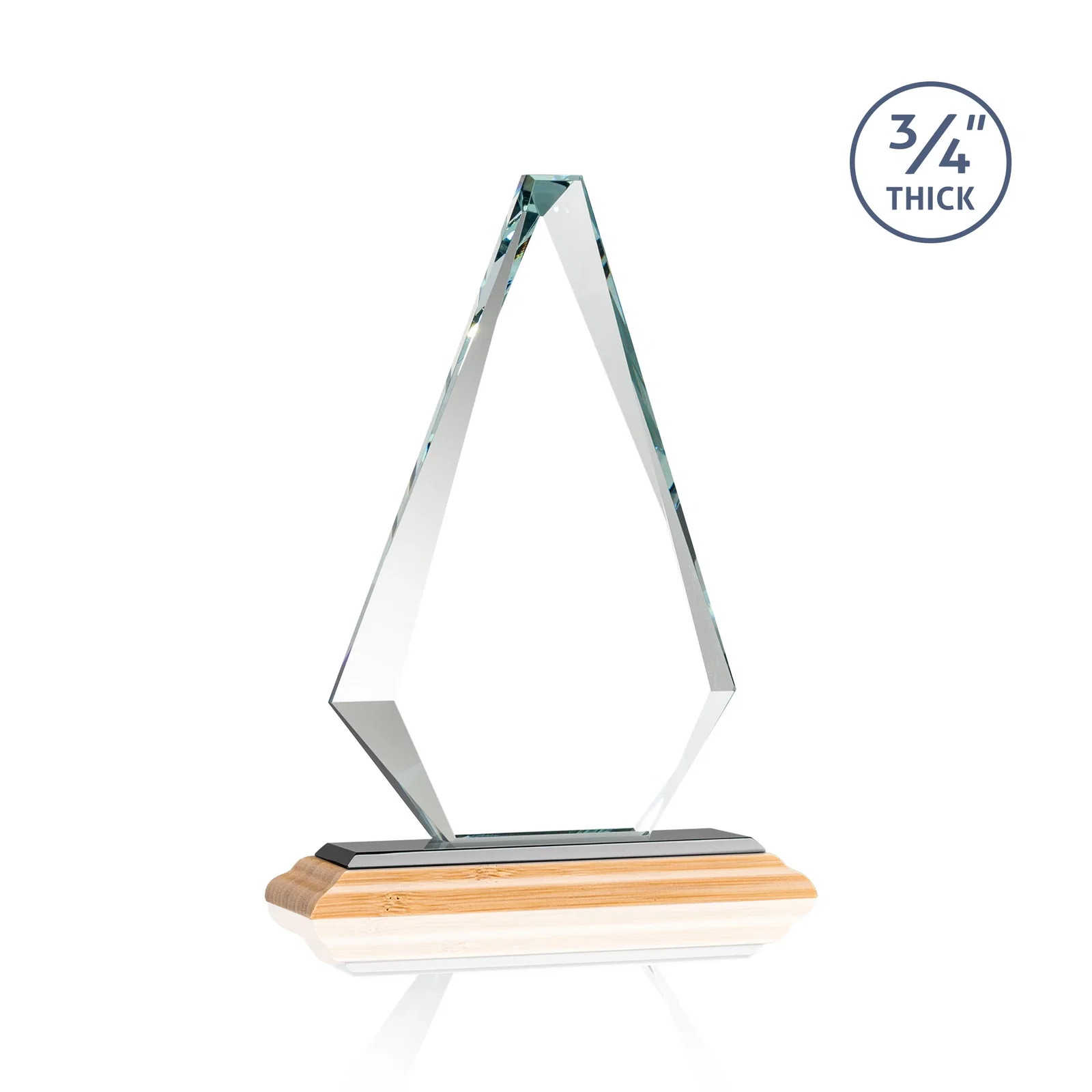 Custom Starfire Crystal Diamond Award With Etch and VividPrint Accent, with your company name for volunteer appreciation