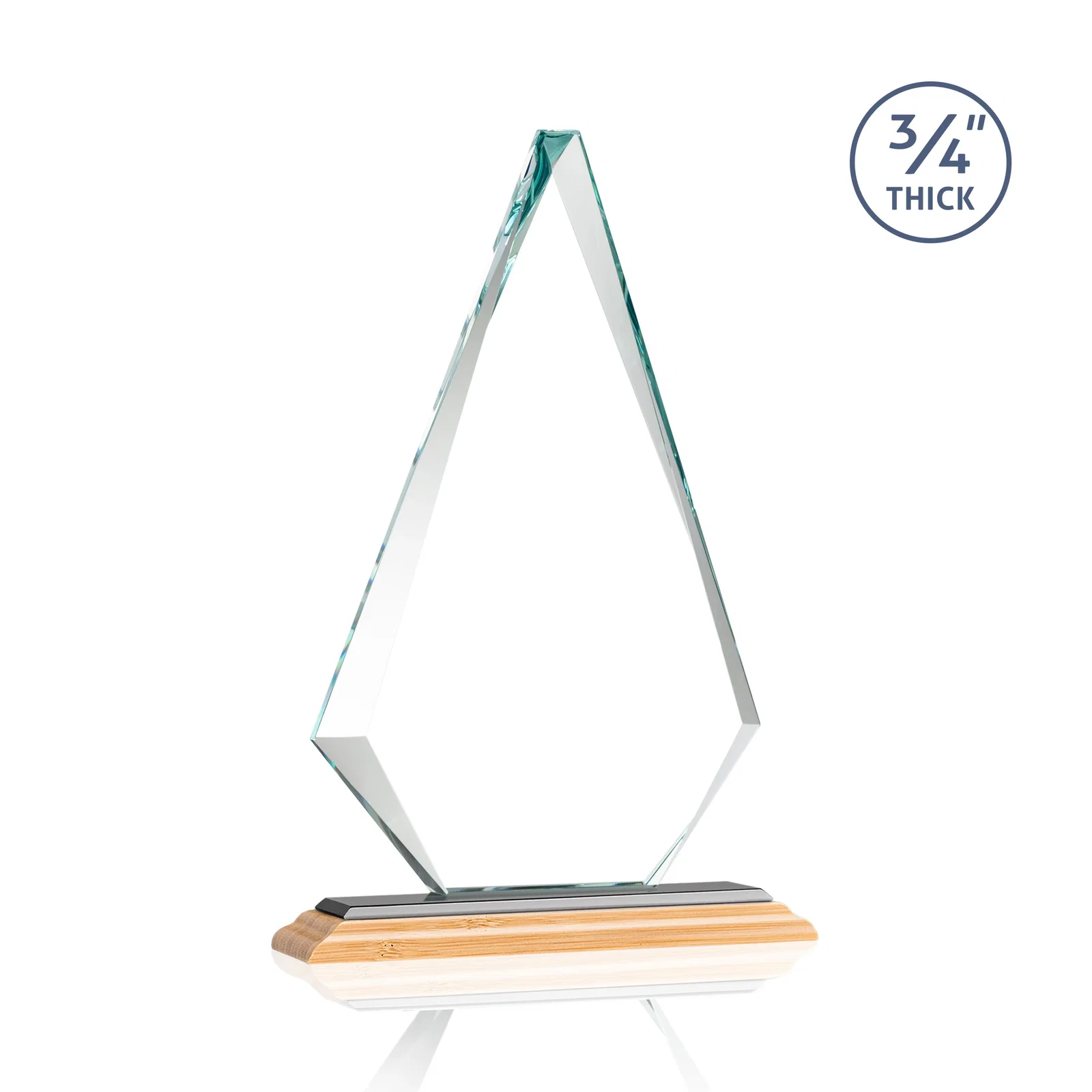 Custom Starfire Crystal Diamond Award With Etch and VividPrint Accent, with your company name for dealer and partner awards