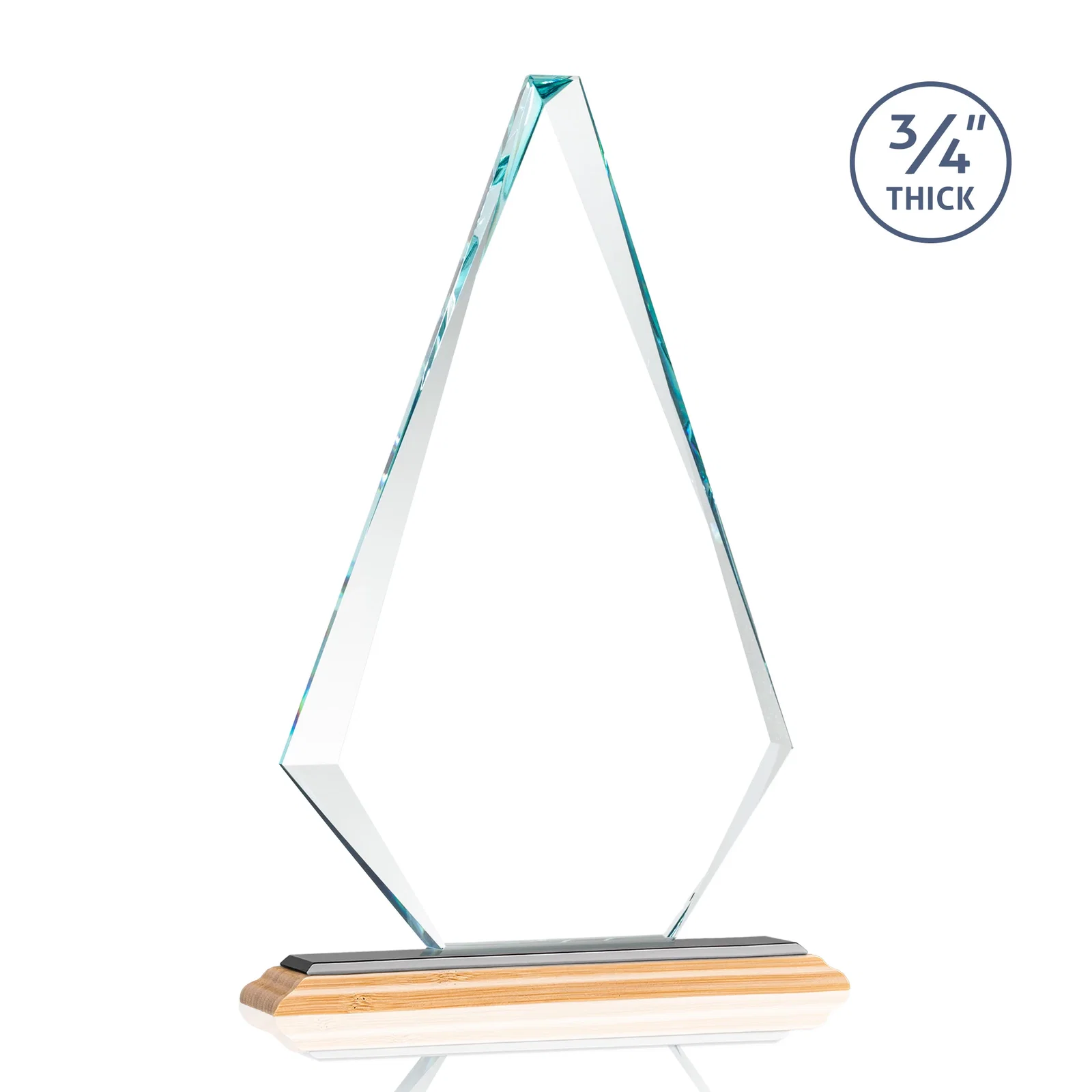 Personalized Starfire Crystal Diamond Award With Etch and VividPrint Accent, with your company name for employee recognition