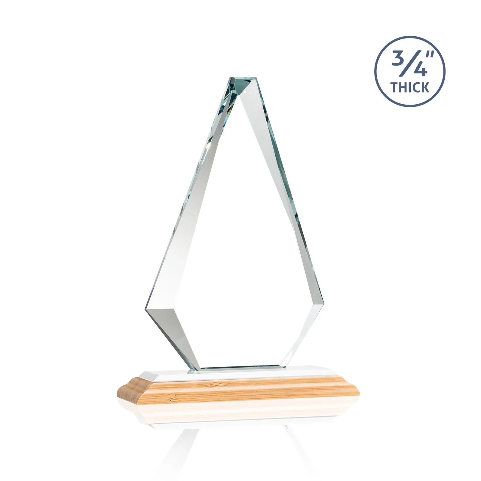 Personalized Starfire Crystal Diamond Award With Etch and VividPrint Accent, with your company name for corporate award ceremonies