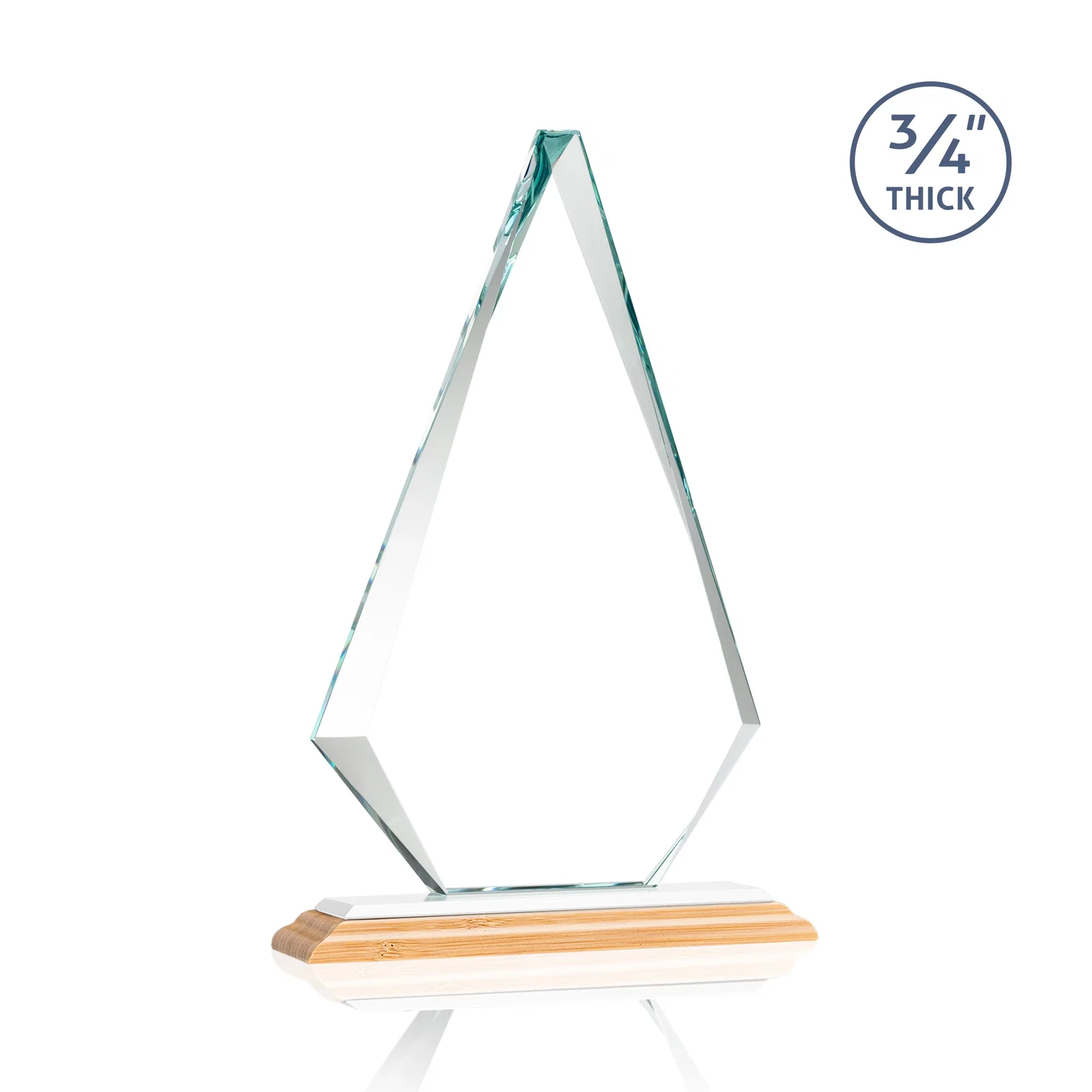Personalized Starfire Crystal Diamond Award With Etch and VividPrint Accent, with your company name for service anniversary gifts