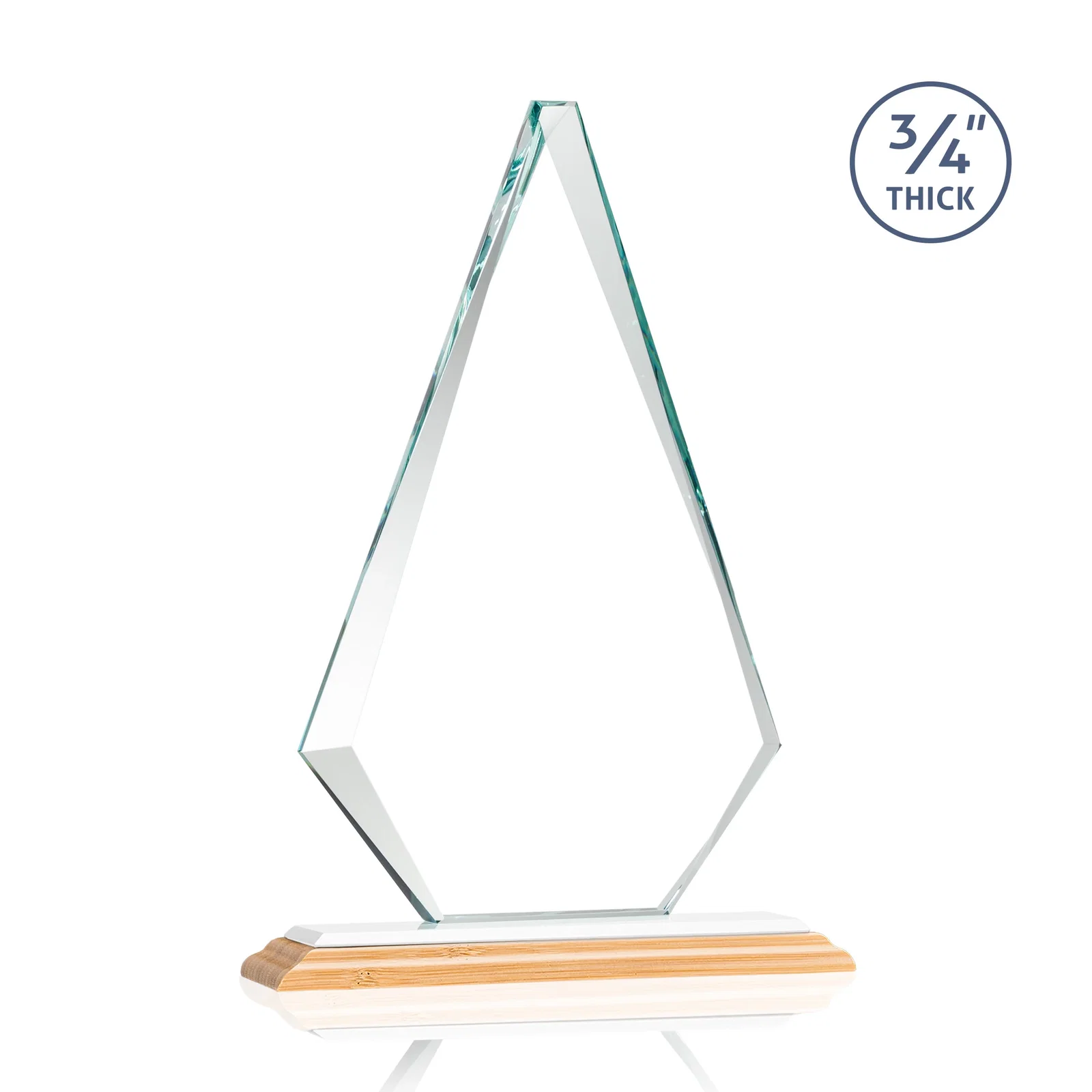 Personalized Starfire Crystal Diamond Award With Etch and VividPrint Accent, with your company name for sales achievement awards