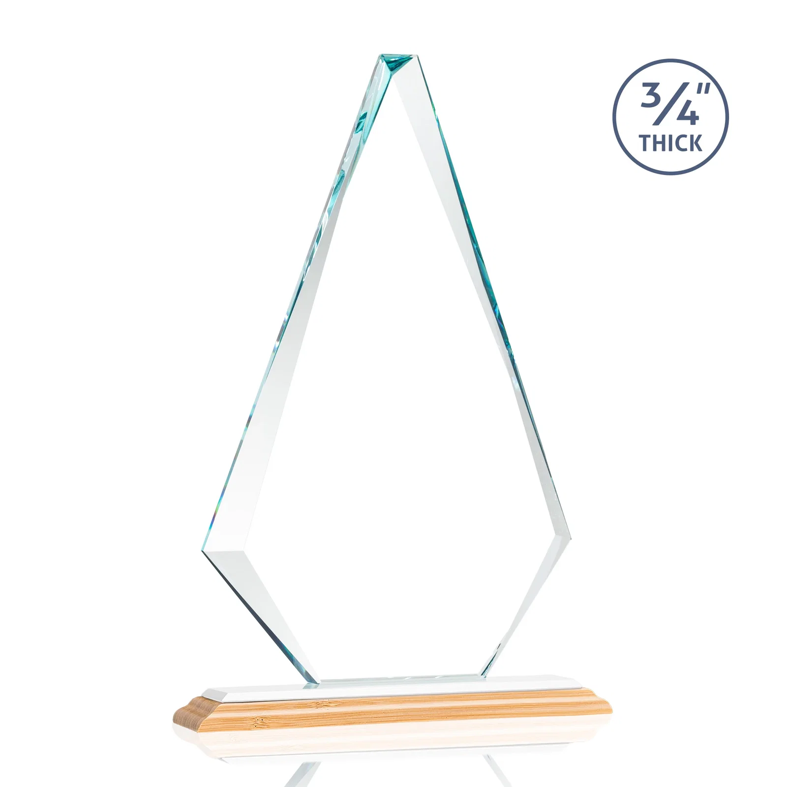 Personalized Starfire Crystal Diamond Award With Etch and VividPrint Accent, with your company name for retirement presentations