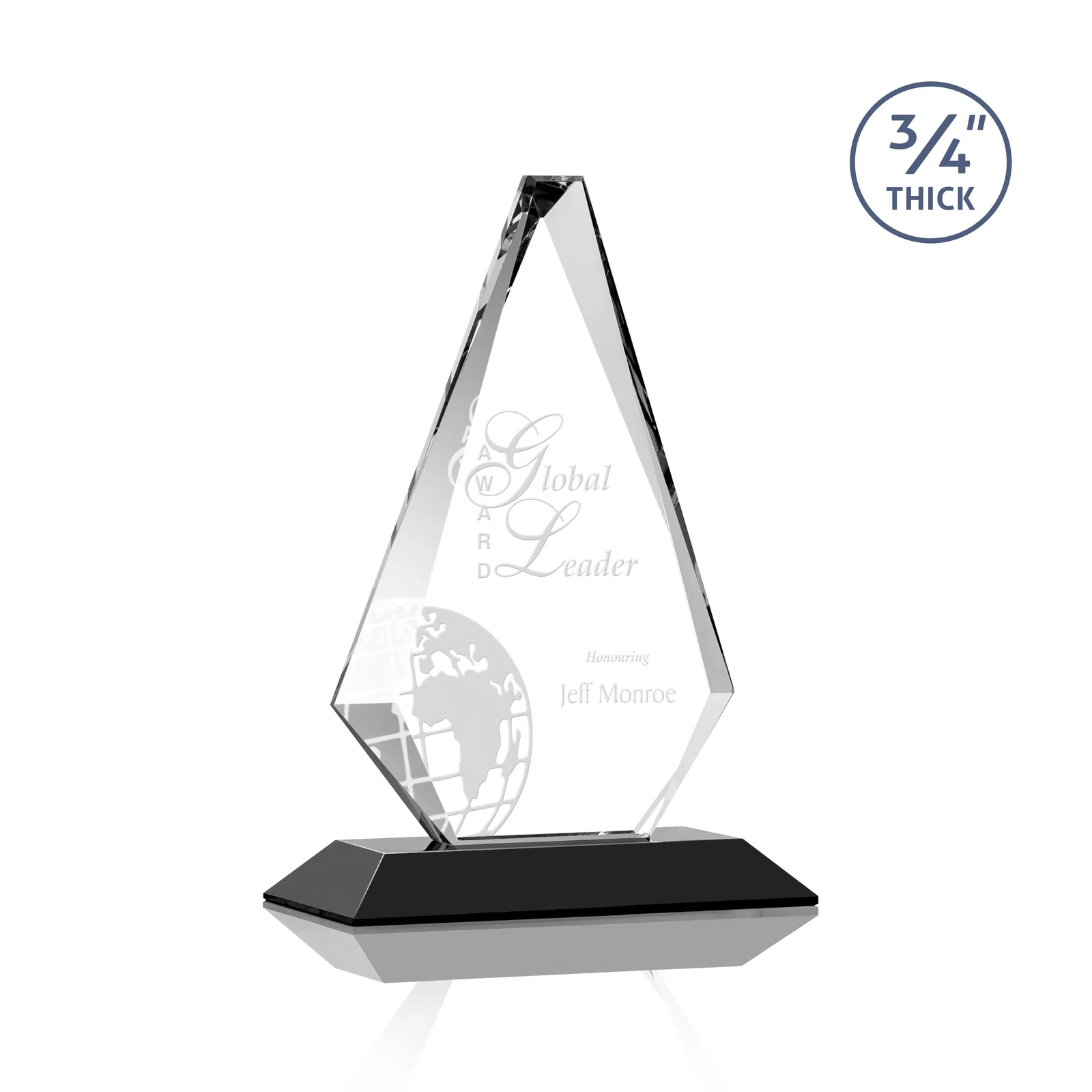 Personalized Starfire Crystal Diamond Award With Etch and VividPrint Accent for graduation ceremonies