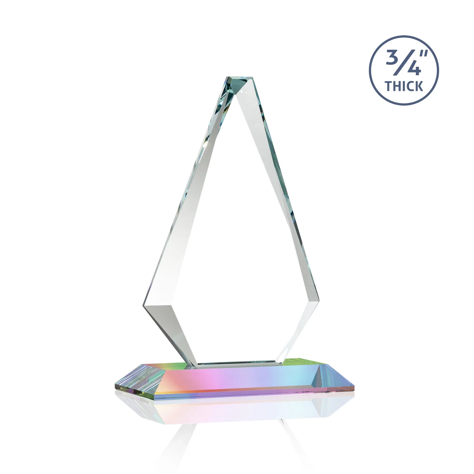 Personalized Starfire Crystal Diamond Award With Etch and VividPrint Accent, with your company name for team milestone celebrations