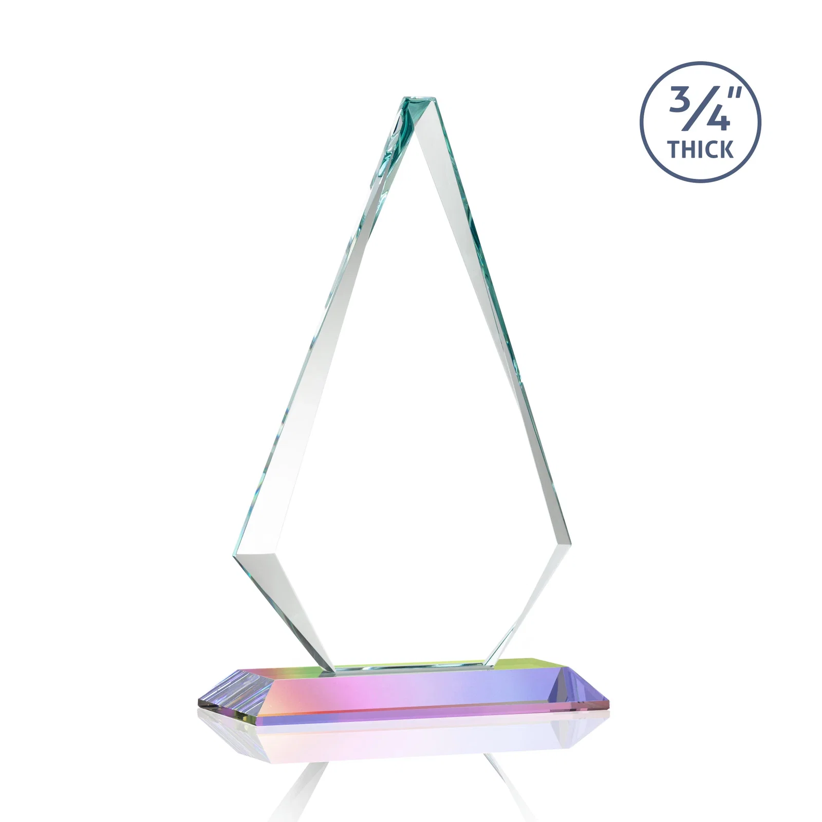 Personalized Starfire Crystal Diamond Award With Etch and VividPrint Accent, with your company name for donor appreciation