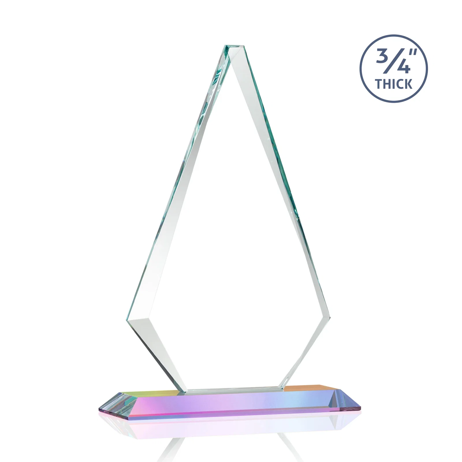 Personalized Starfire Crystal Diamond Award With Etch and VividPrint Accent, with your company name for graduation ceremonies