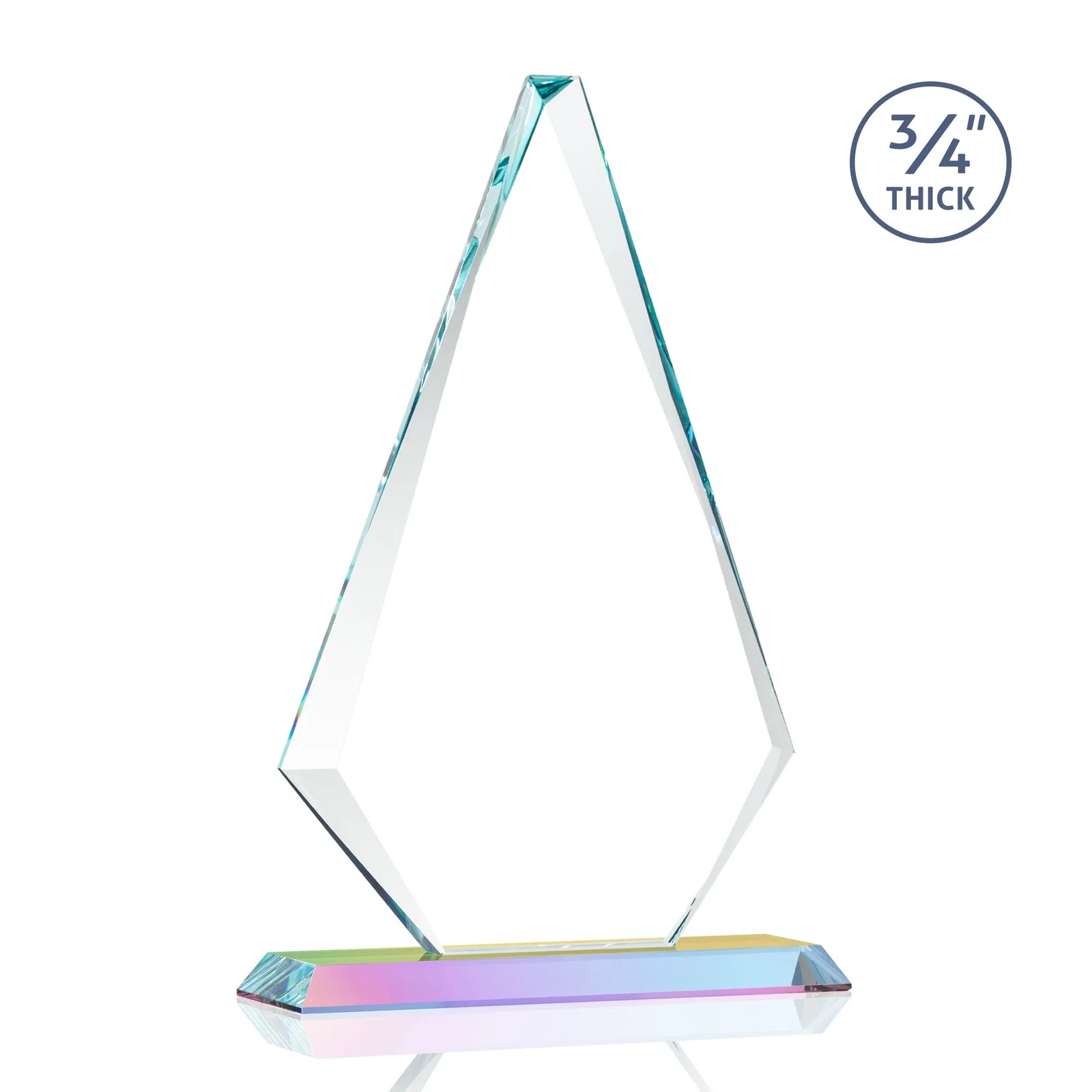 Personalized Starfire Crystal Diamond Award With Etch and VividPrint Accent, with your company name for safety achievement programs