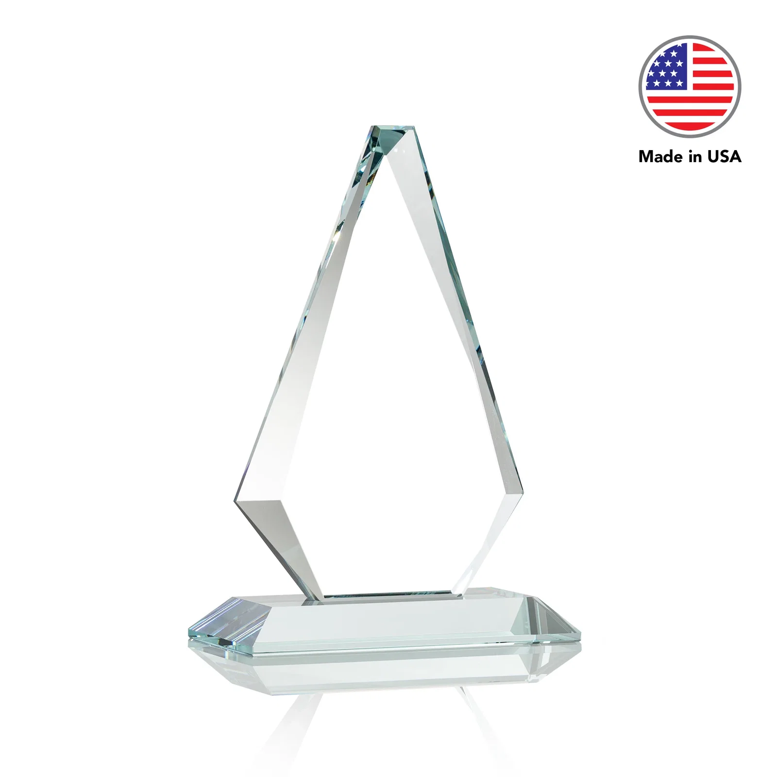 Personalized Starfire Crystal Diamond Award With Etch and VividPrint Accent, with your company name for volunteer appreciation